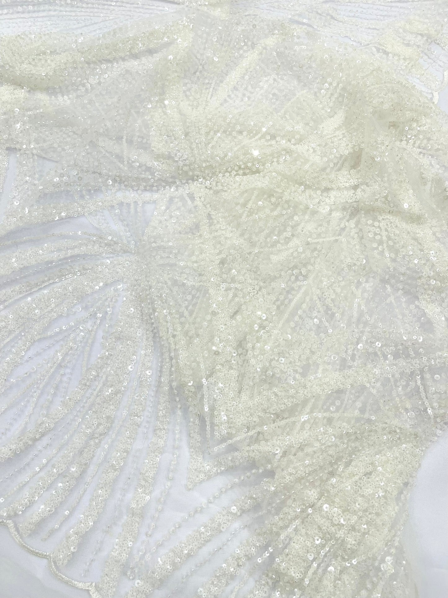 Geometric New York Fashion Beaded Lace Fabric| Prom| Wedding.