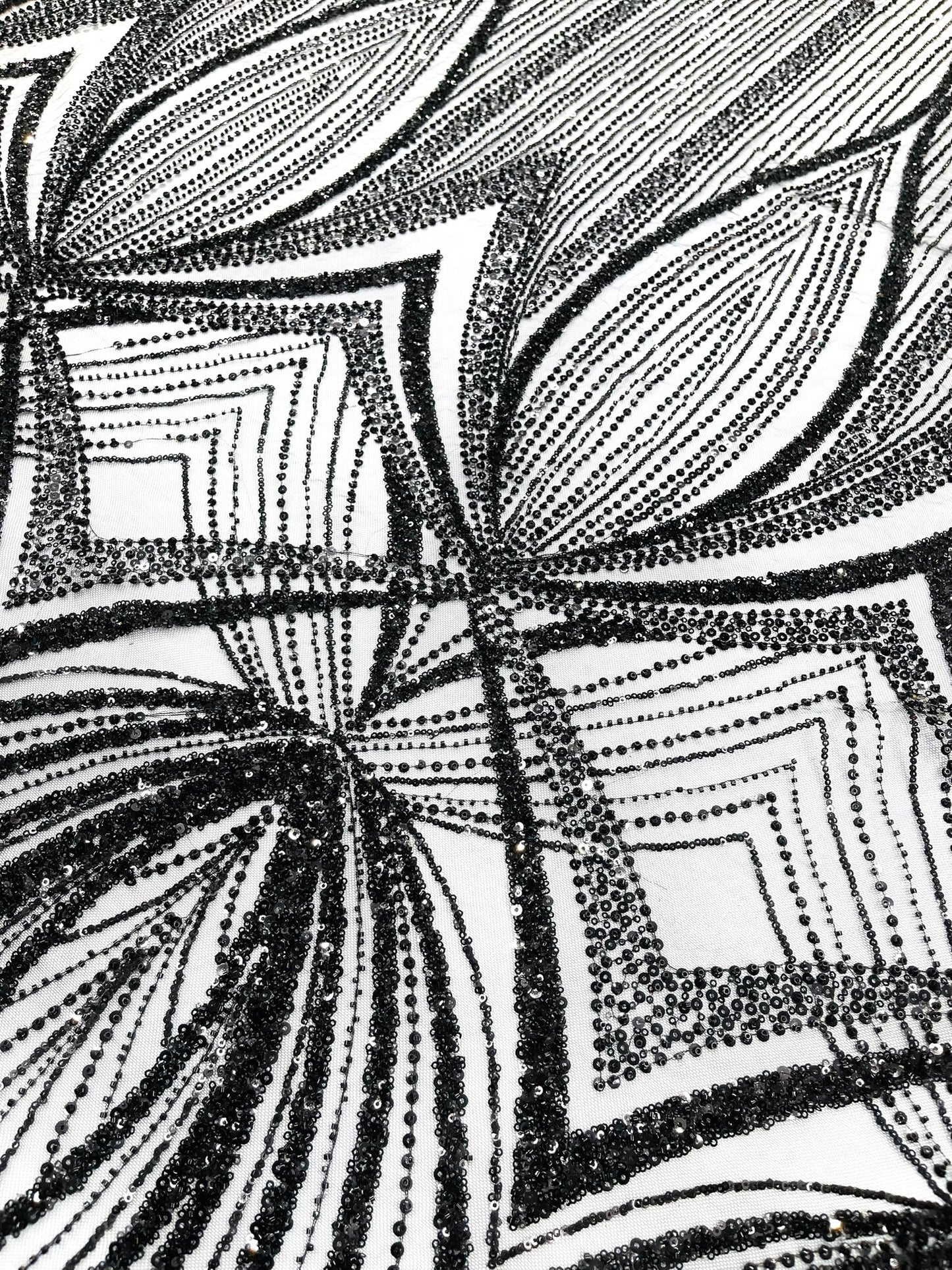 Geometric New York Fashion Beaded Lace Fabric| Prom| Wedding.