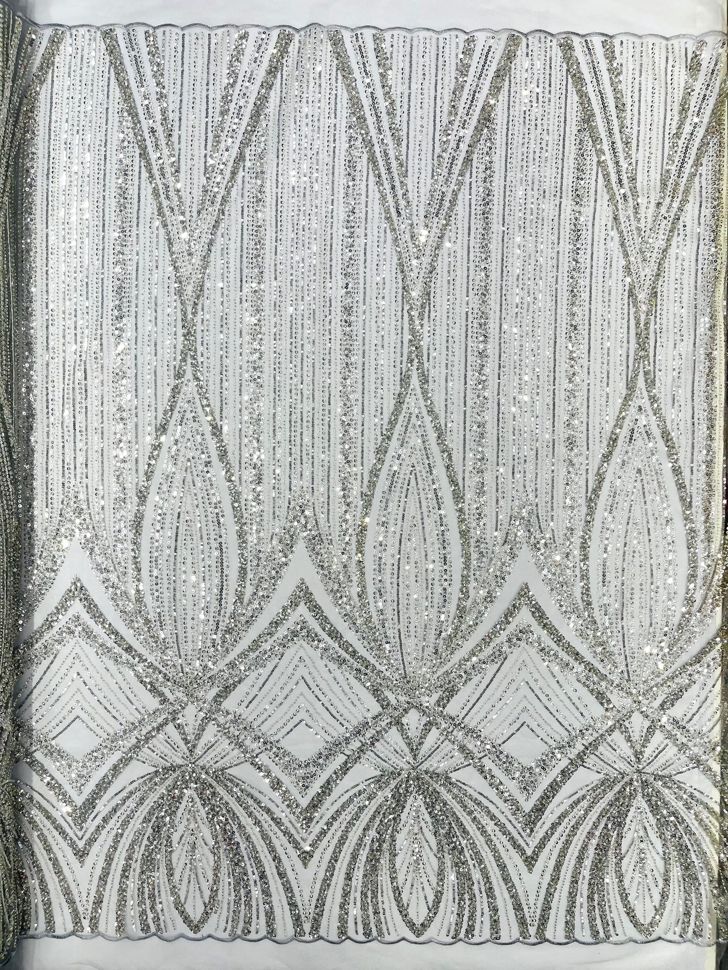 Geometric New York Fashion Beaded Lace Fabric| Prom| Wedding.