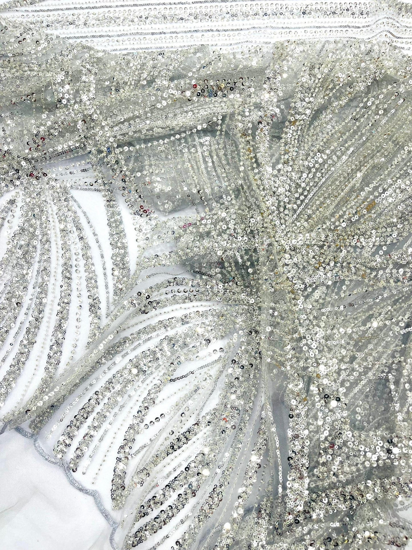 Geometric New York Fashion Beaded Lace Fabric| Prom| Wedding.
