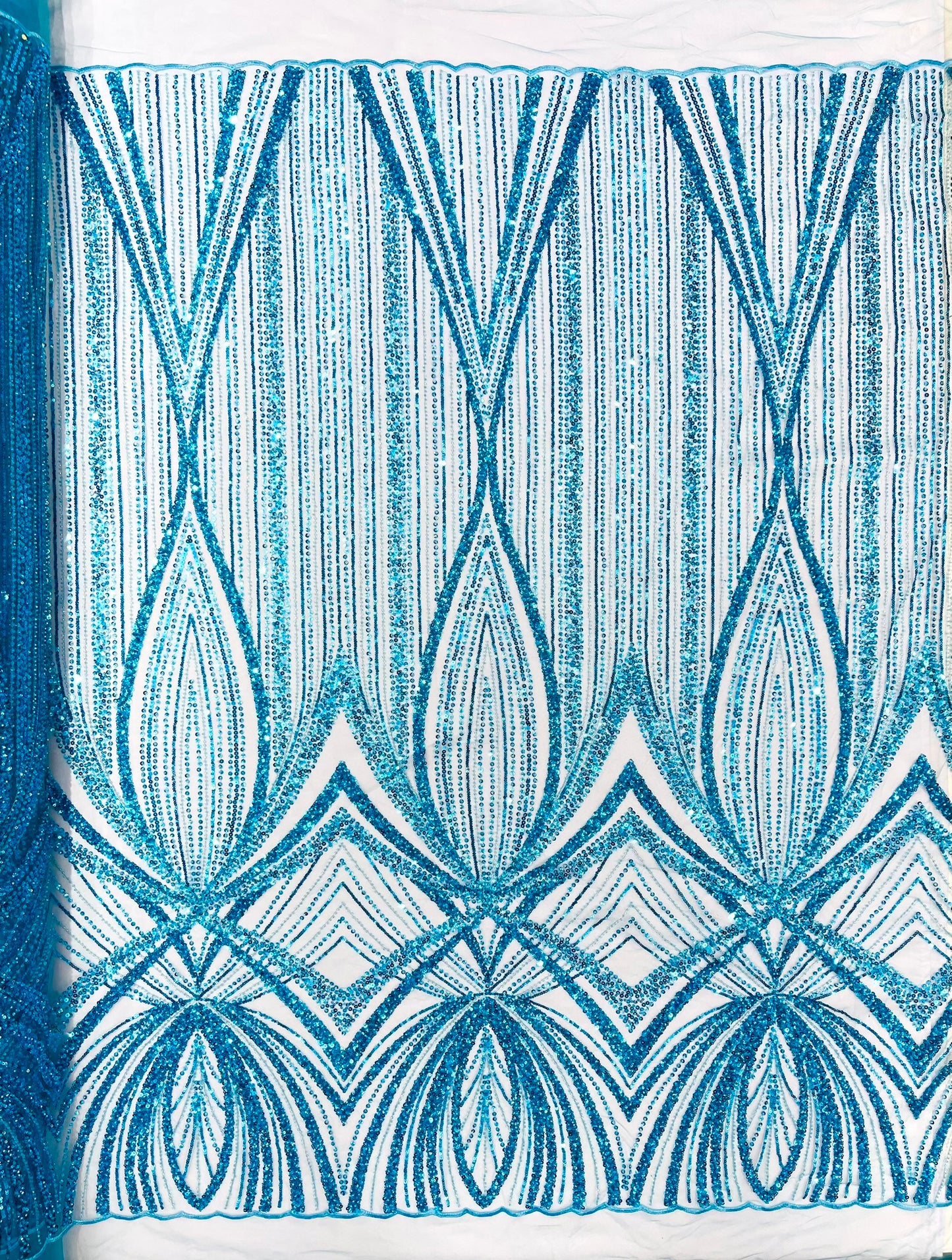Geometric New York Fashion Beaded Lace Fabric| Prom| Wedding.