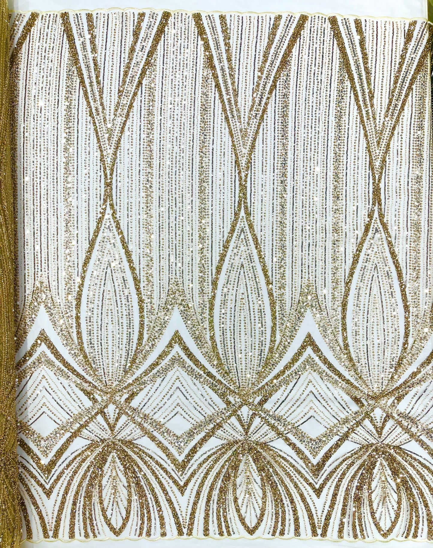 Geometric New York Fashion Beaded Lace Fabric| Prom| Wedding.
