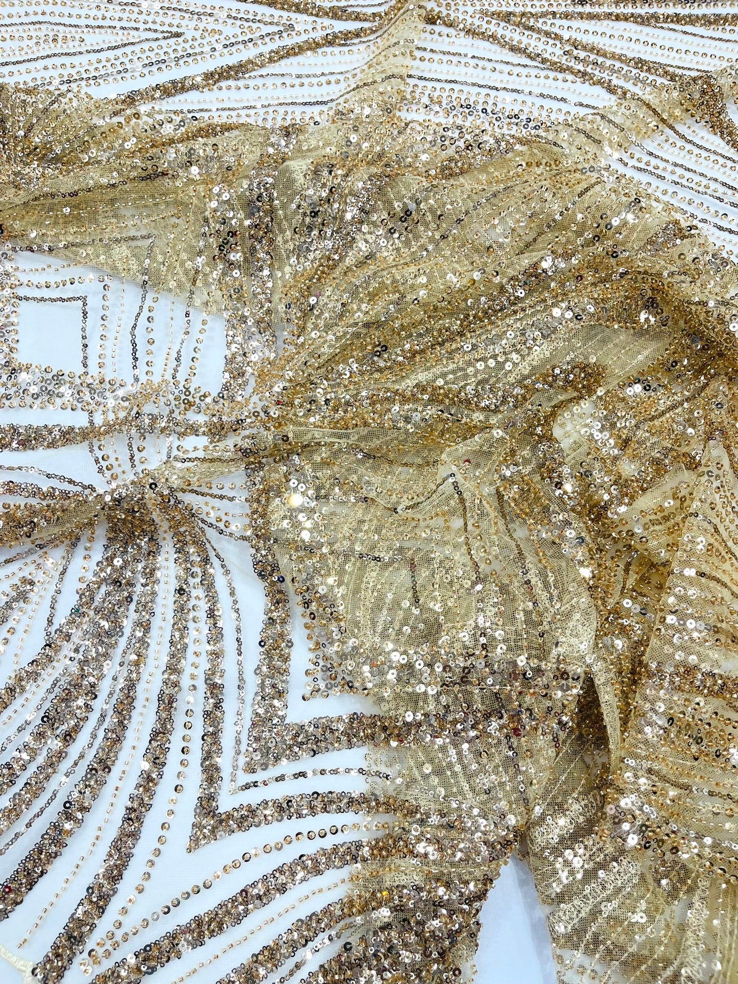 Geometric New York Fashion Beaded Lace Fabric| Prom| Wedding.