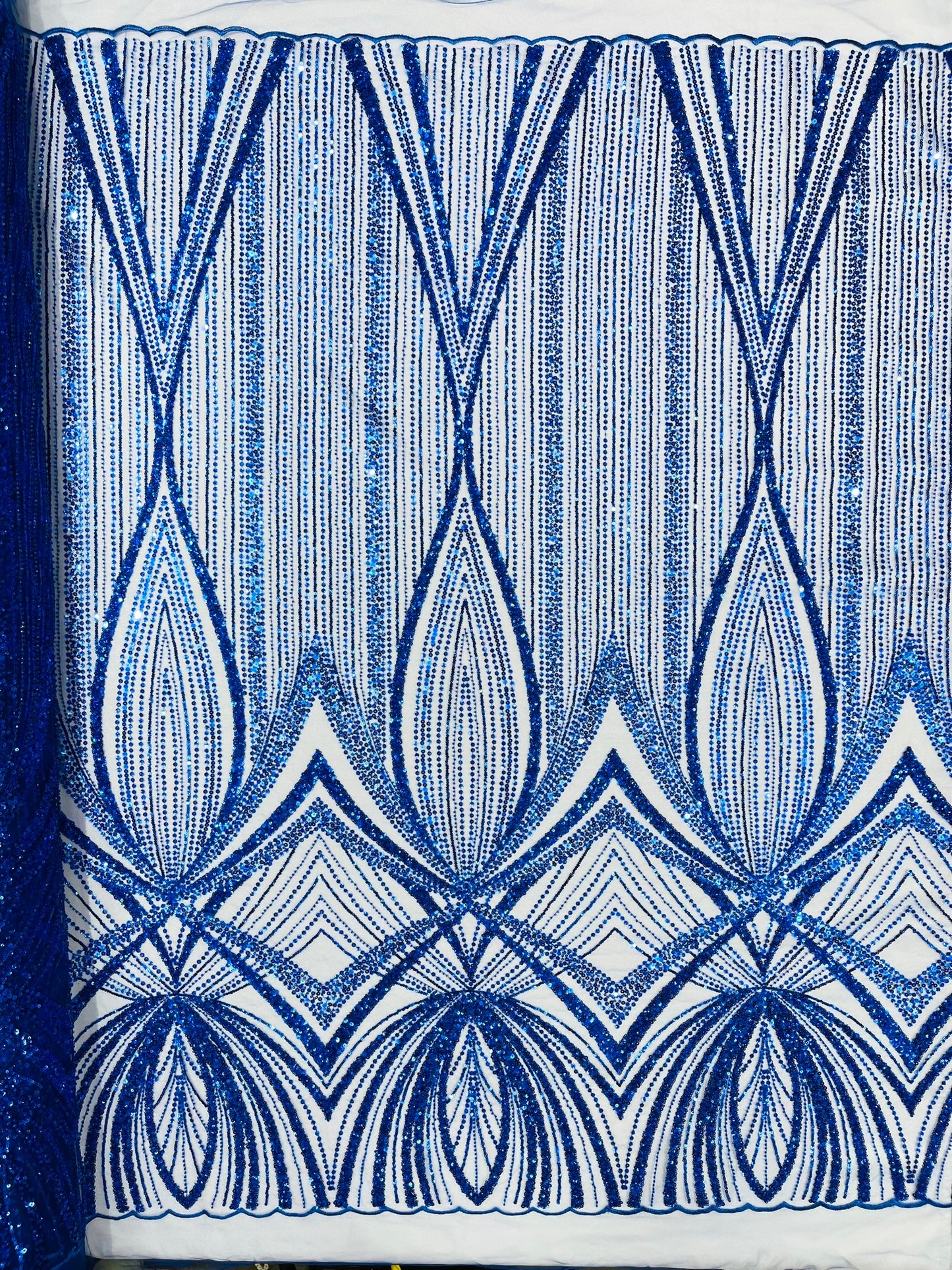 Geometric New York Fashion Beaded Lace Fabric| Prom| Wedding.