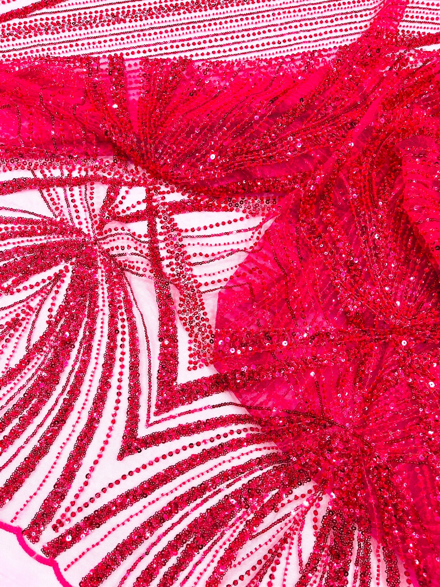 Geometric New York Fashion Beaded Lace Fabric| Prom| Wedding.