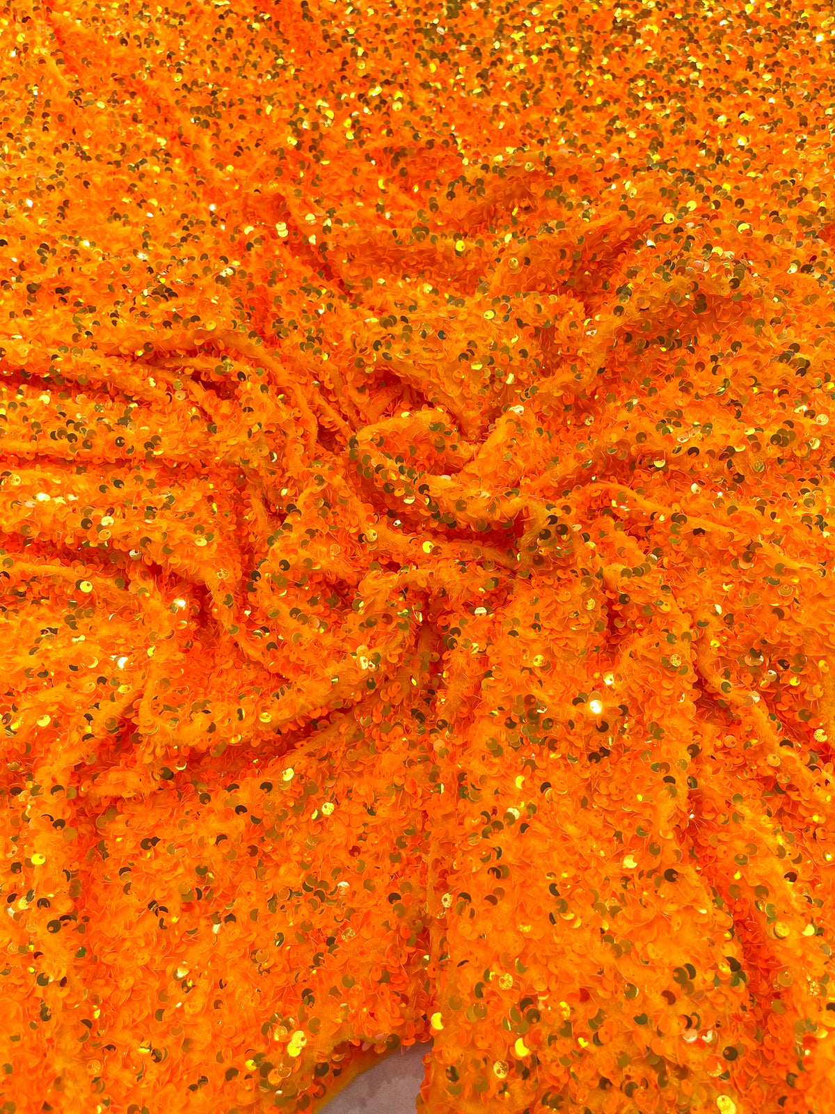 All-Over 5mm Shiny Sequins Stretch Velvet 54" Wide| New Creations Fabric & Foam Inc.