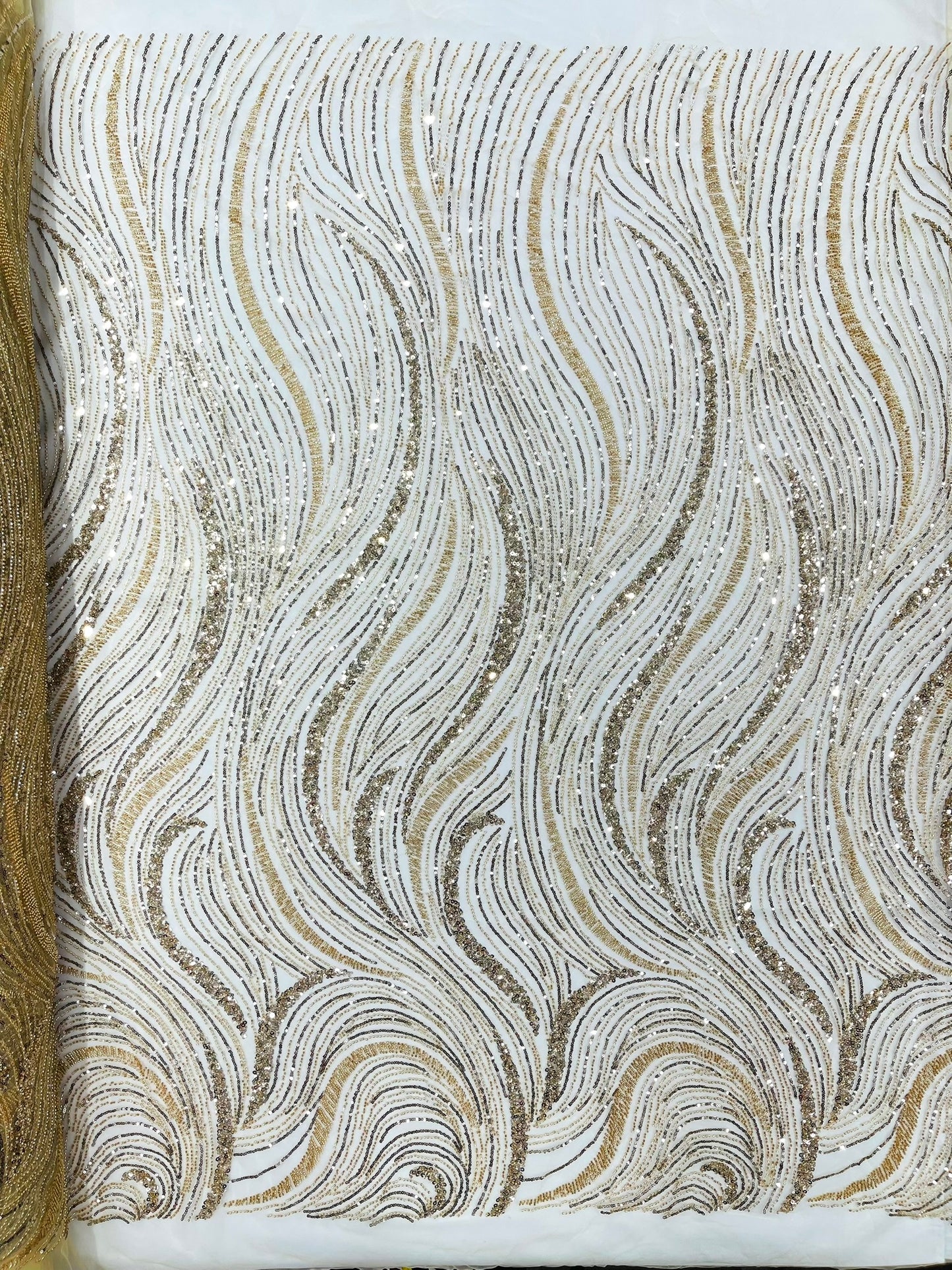 Luxury Wave Beaded Lace Fabric| Prom| Wedding| By The Yard.