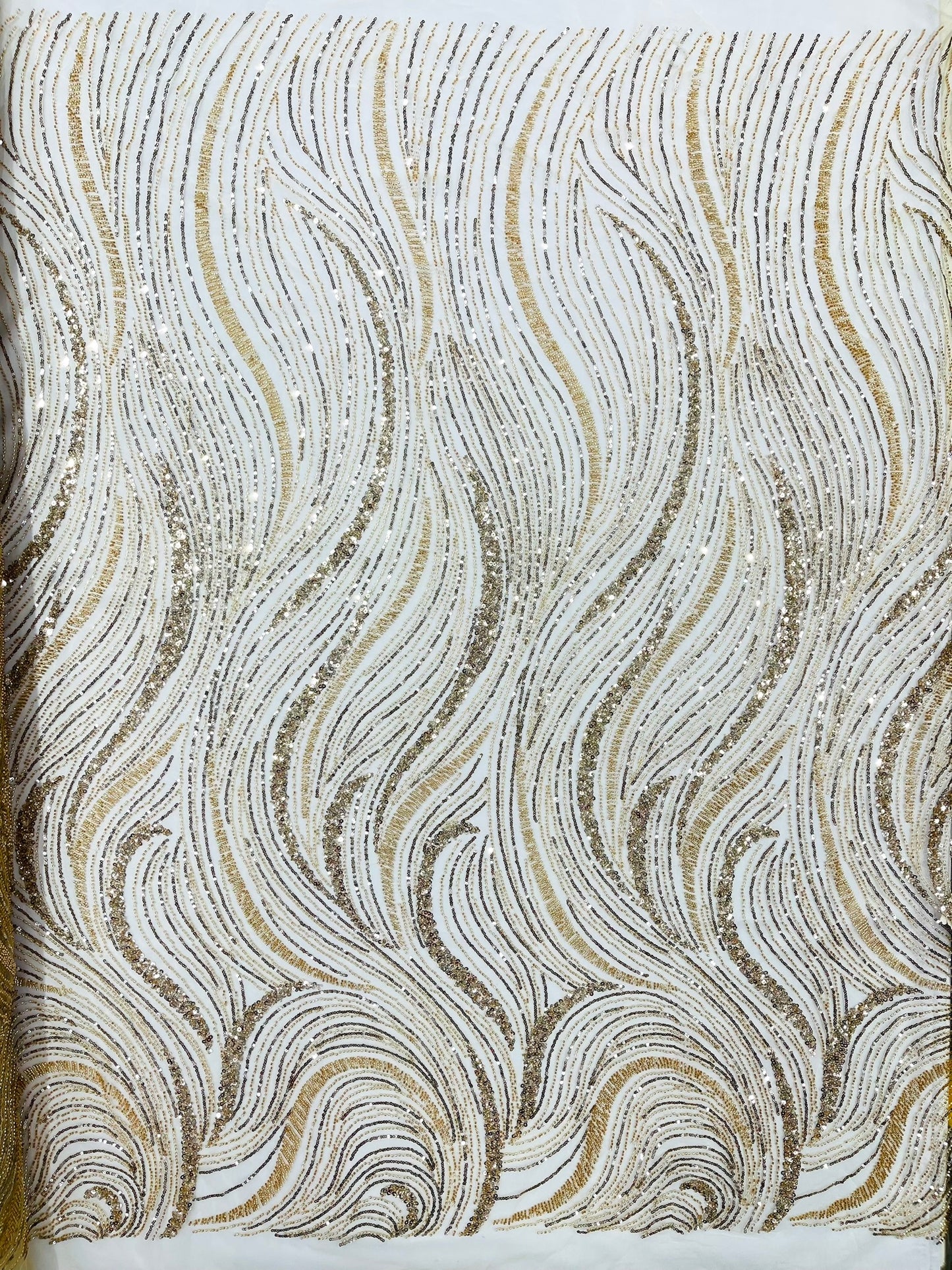 Luxury Wave Beaded Lace Fabric| Prom| Wedding| By The Yard.