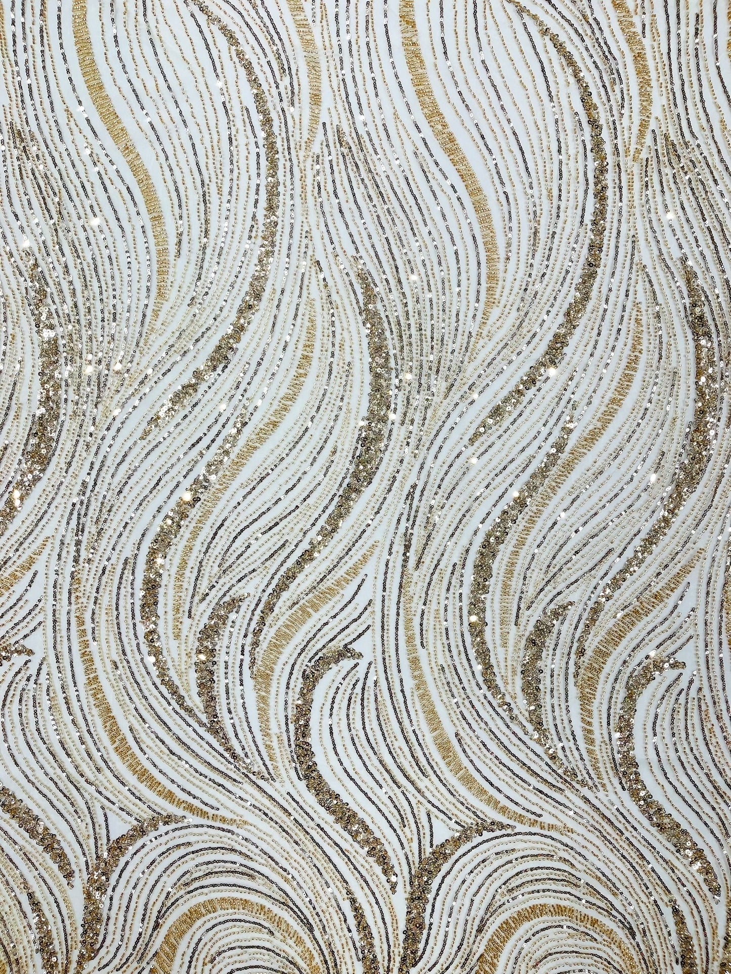 Luxury Wave Beaded Lace Fabric| Prom| Wedding| By The Yard.