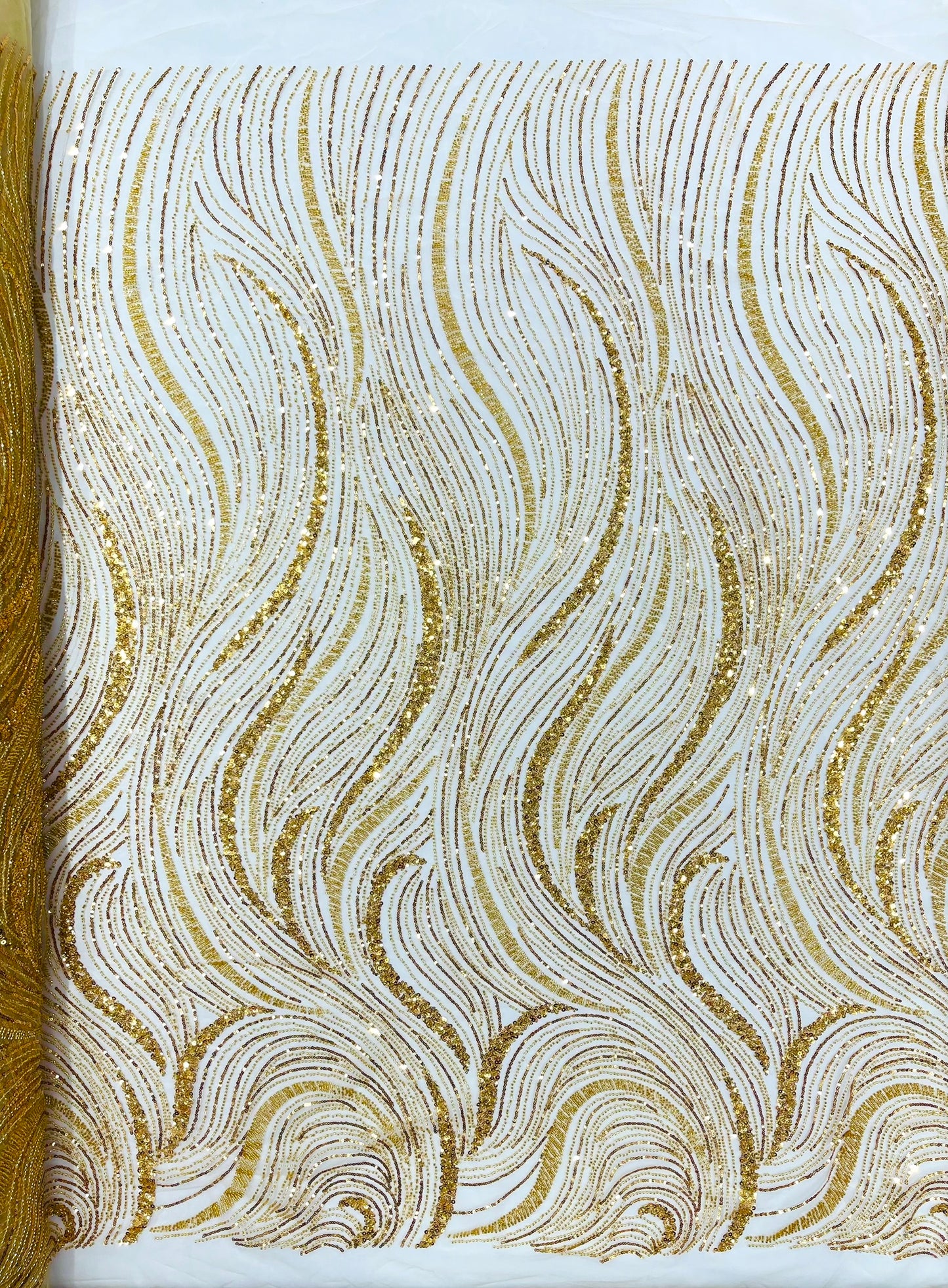 Luxury Wave Beaded Lace Fabric| Prom| Wedding| By The Yard.