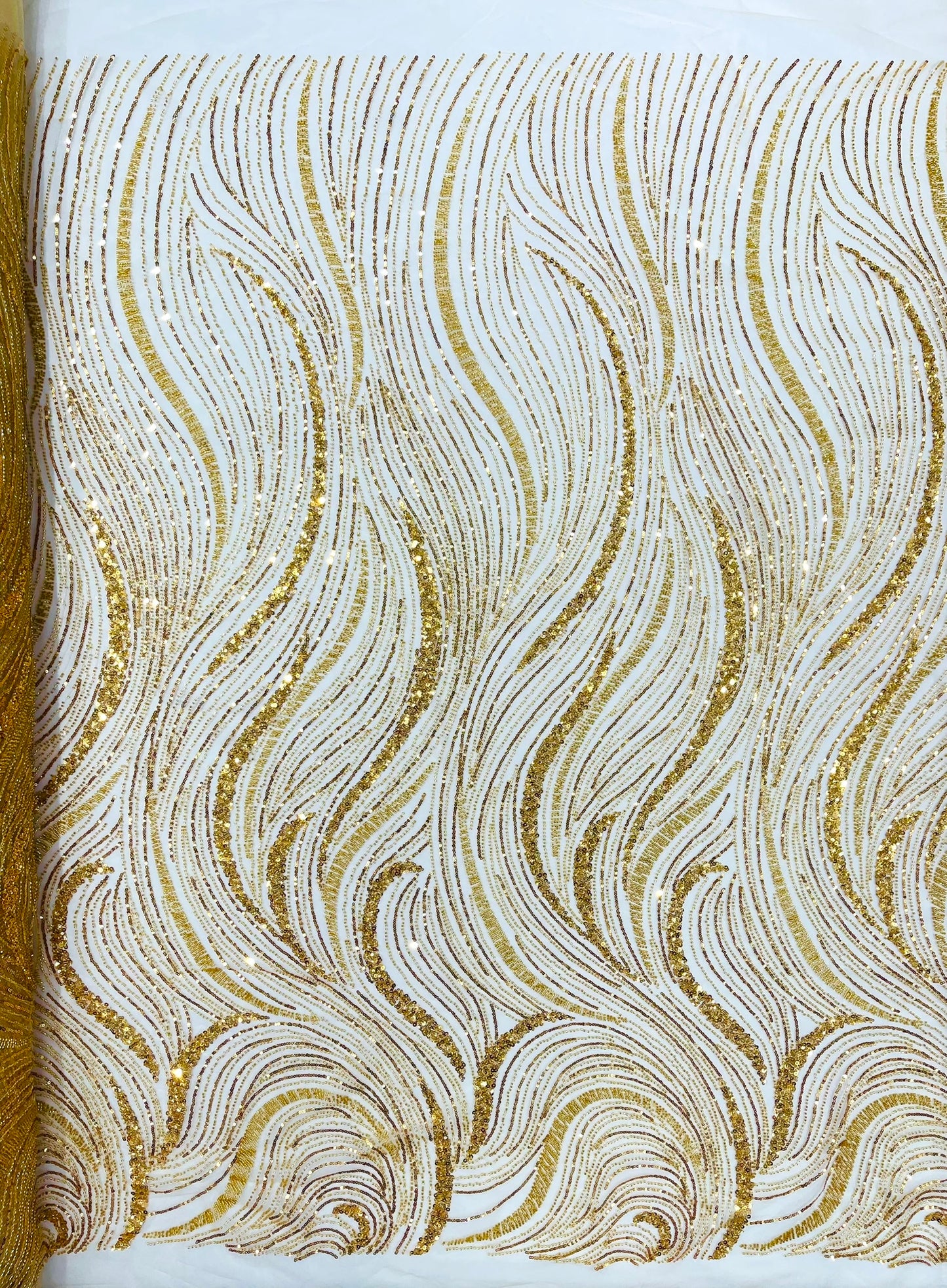 Luxury Wave Beaded Lace Fabric| Prom| Wedding| By The Yard.