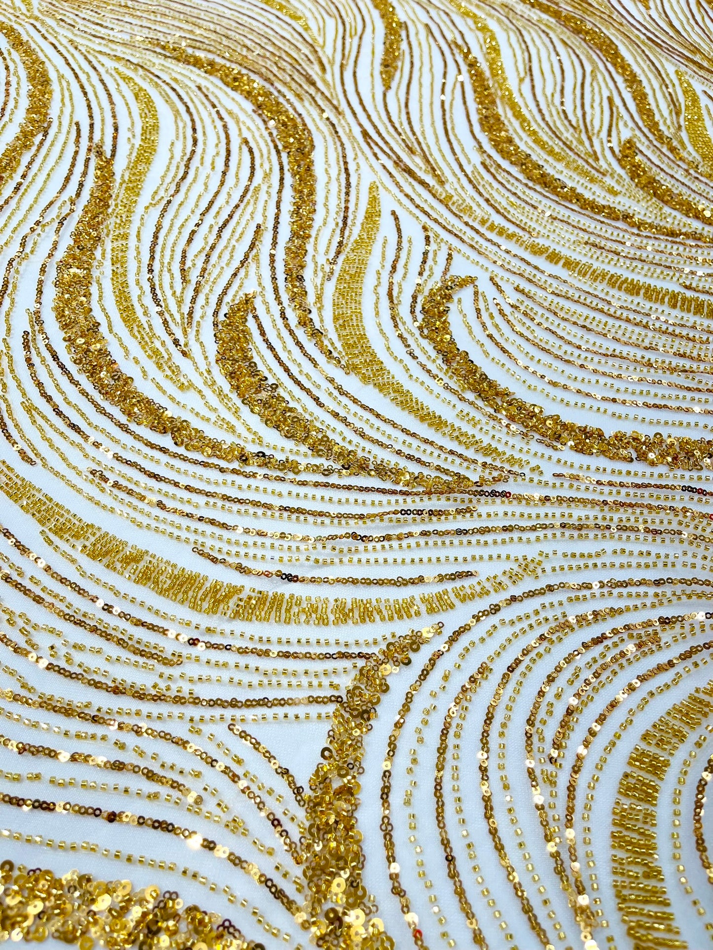 Luxury Wave Beaded Lace Fabric| Prom| Wedding| By The Yard.