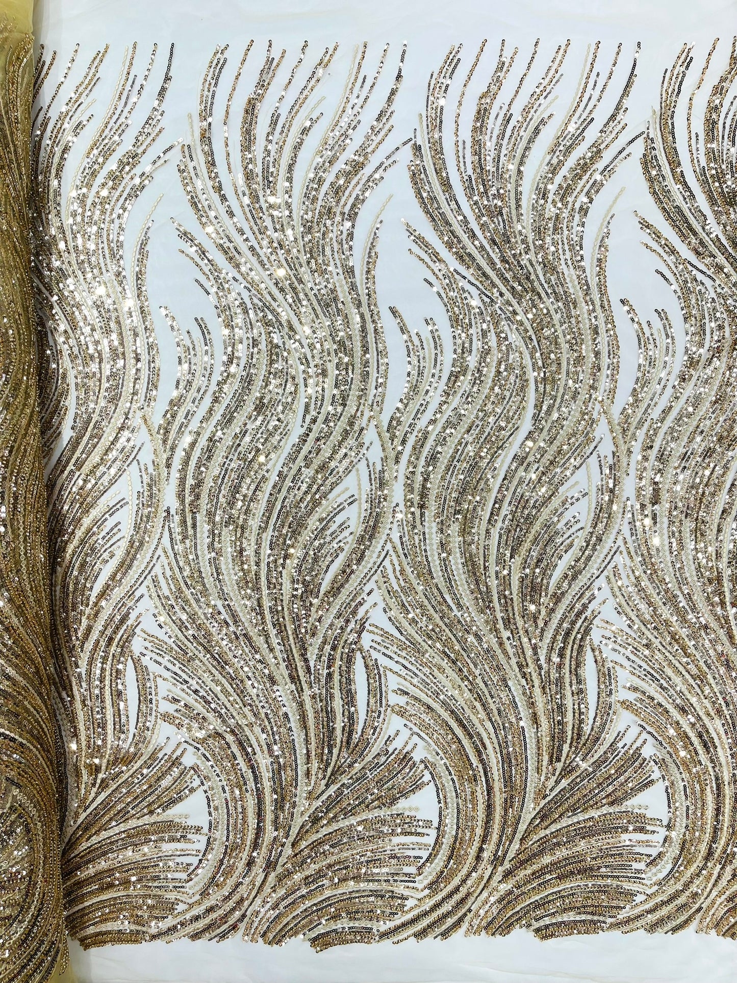Luxury Flame Beaded Lace Fabric| Prom| Wedding| By The Yard.