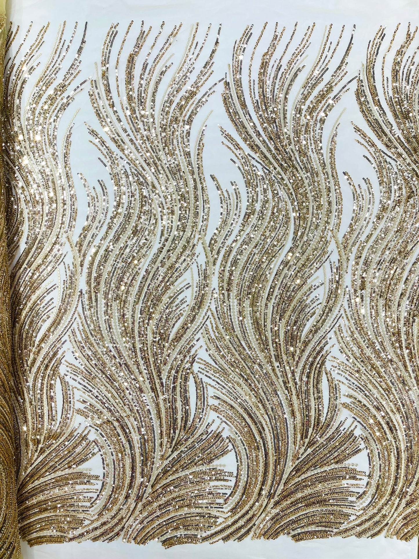 Luxury Flame Beaded Lace Fabric| Prom| Wedding| By The Yard.
