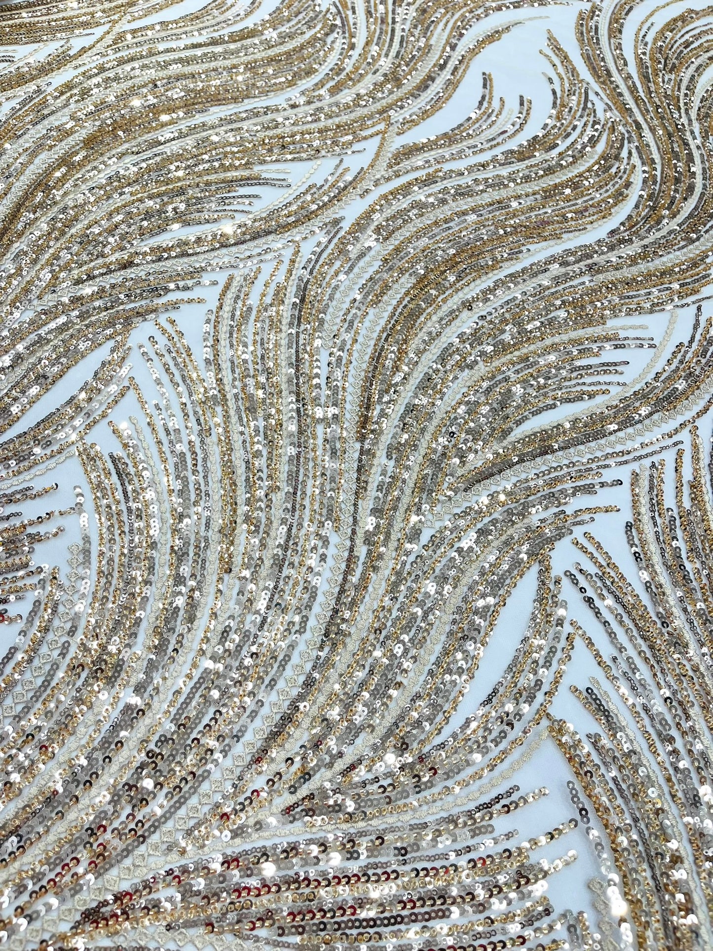 Luxury Flame Beaded Lace Fabric| Prom| Wedding| By The Yard.