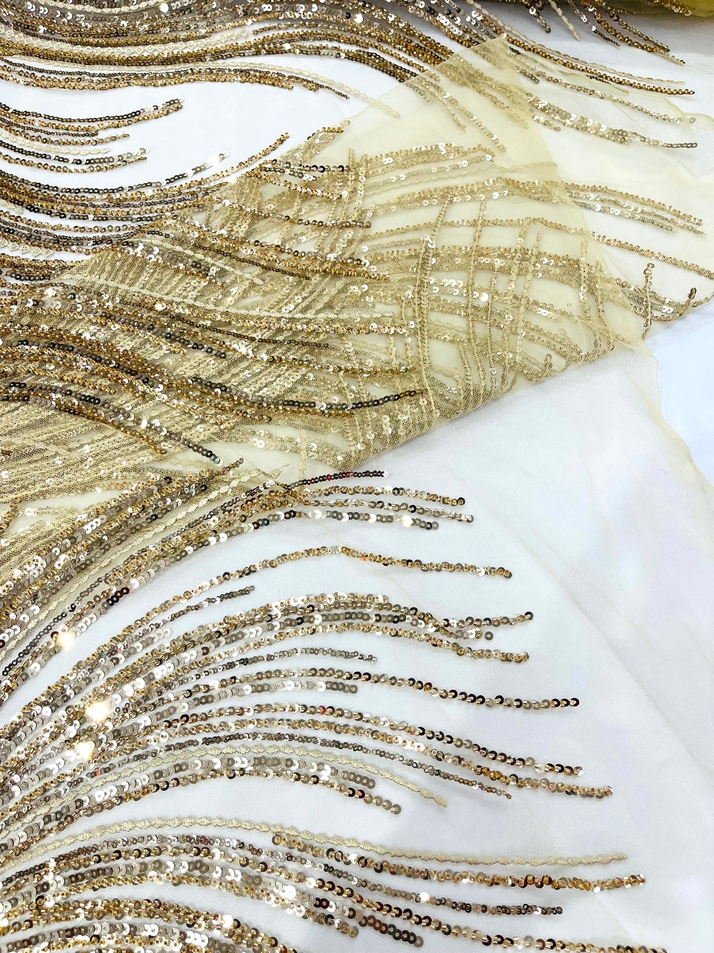 Luxury Flame Beaded Lace Fabric| Prom| Wedding| By The Yard.