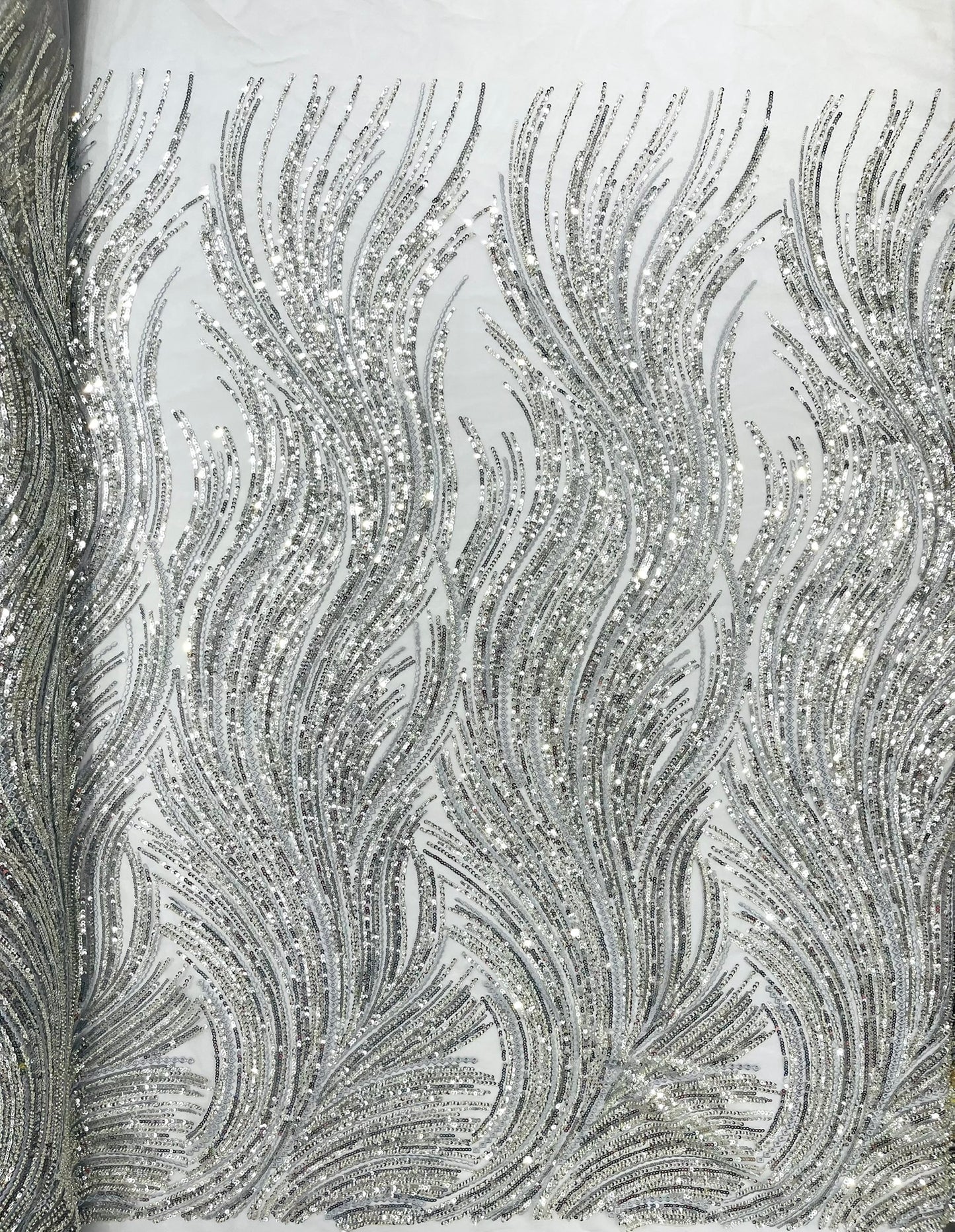 Luxury Flame Beaded Lace Fabric| Prom| Wedding| By The Yard.