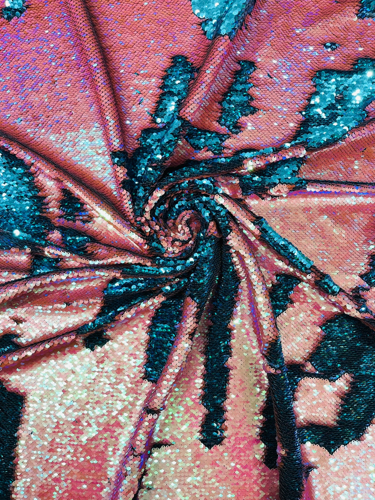 Reversible Color Changing Sequin Fabric| 54" Wide| Stretch Polyester Spandex.
