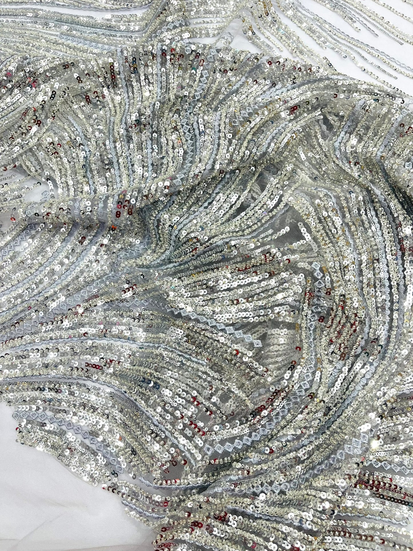 Luxury Flame Beaded Lace Fabric| Prom| Wedding| By The Yard.