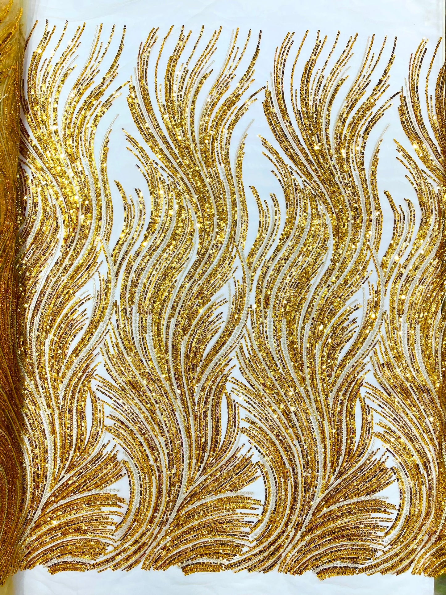 Luxury Flame Beaded Lace Fabric| Prom| Wedding| By The Yard.