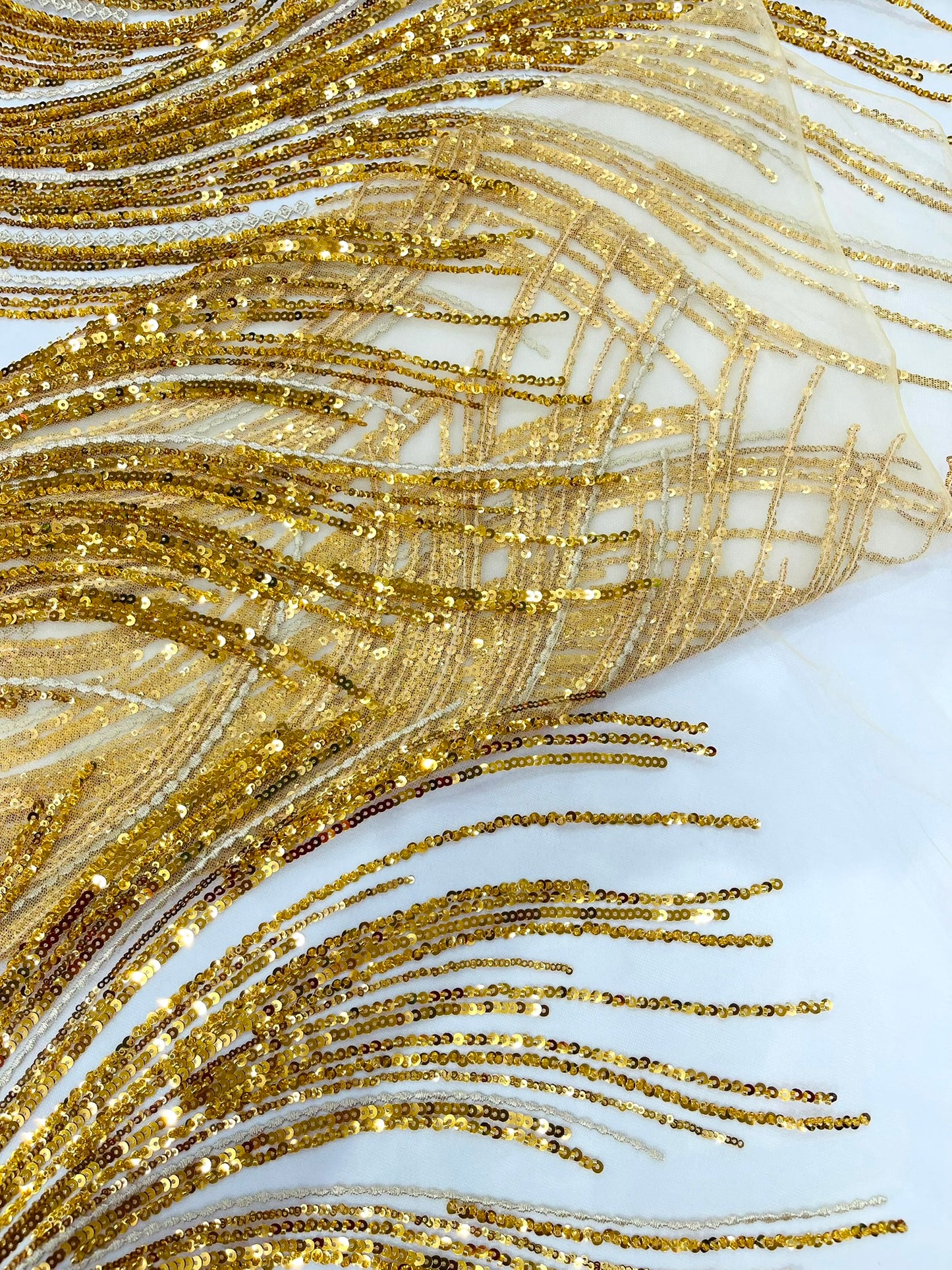 Luxury Flame Beaded Lace Fabric| Prom| Wedding| By The Yard.