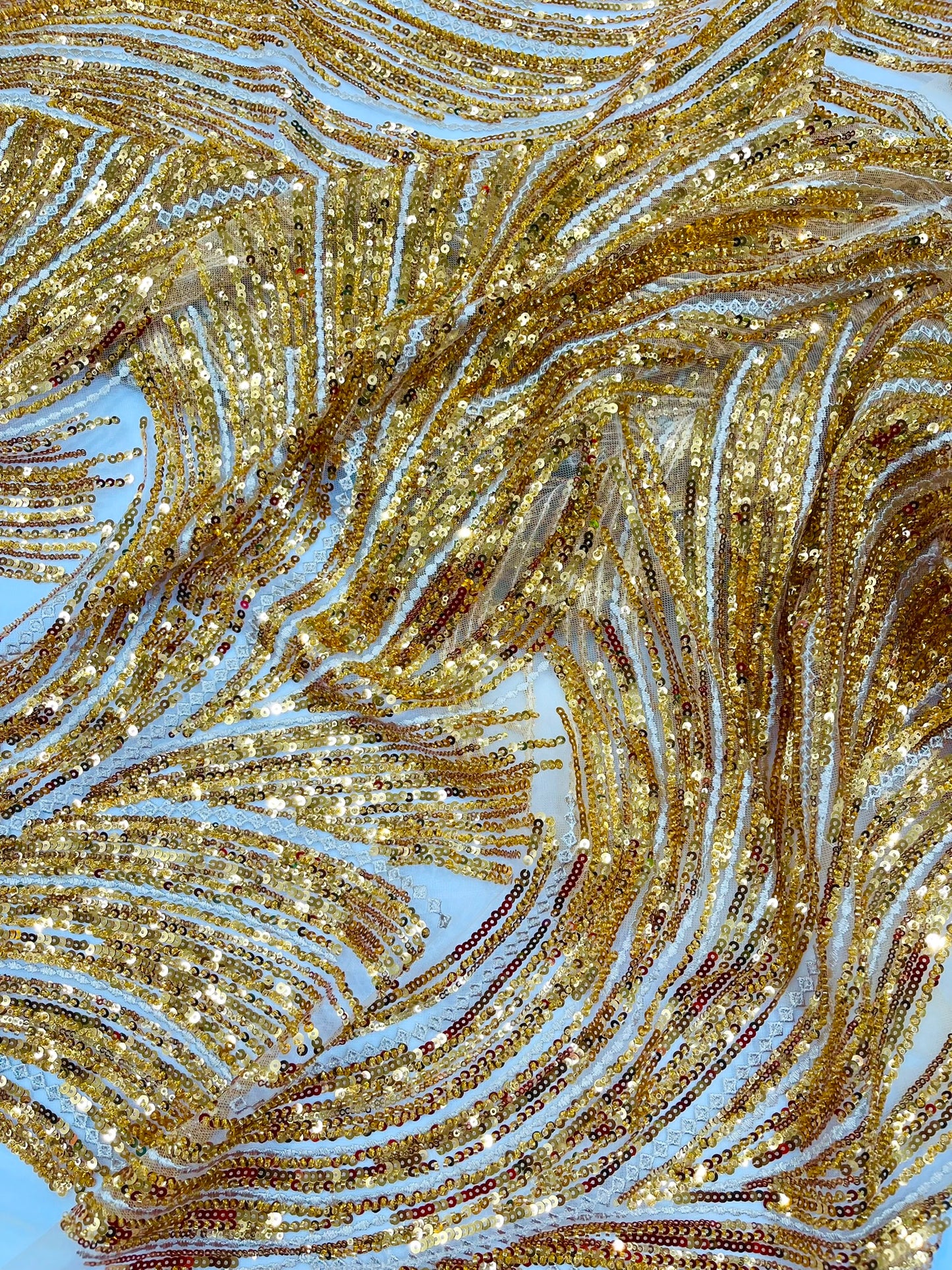 Luxury Flame Beaded Lace Fabric| Prom| Wedding| By The Yard.