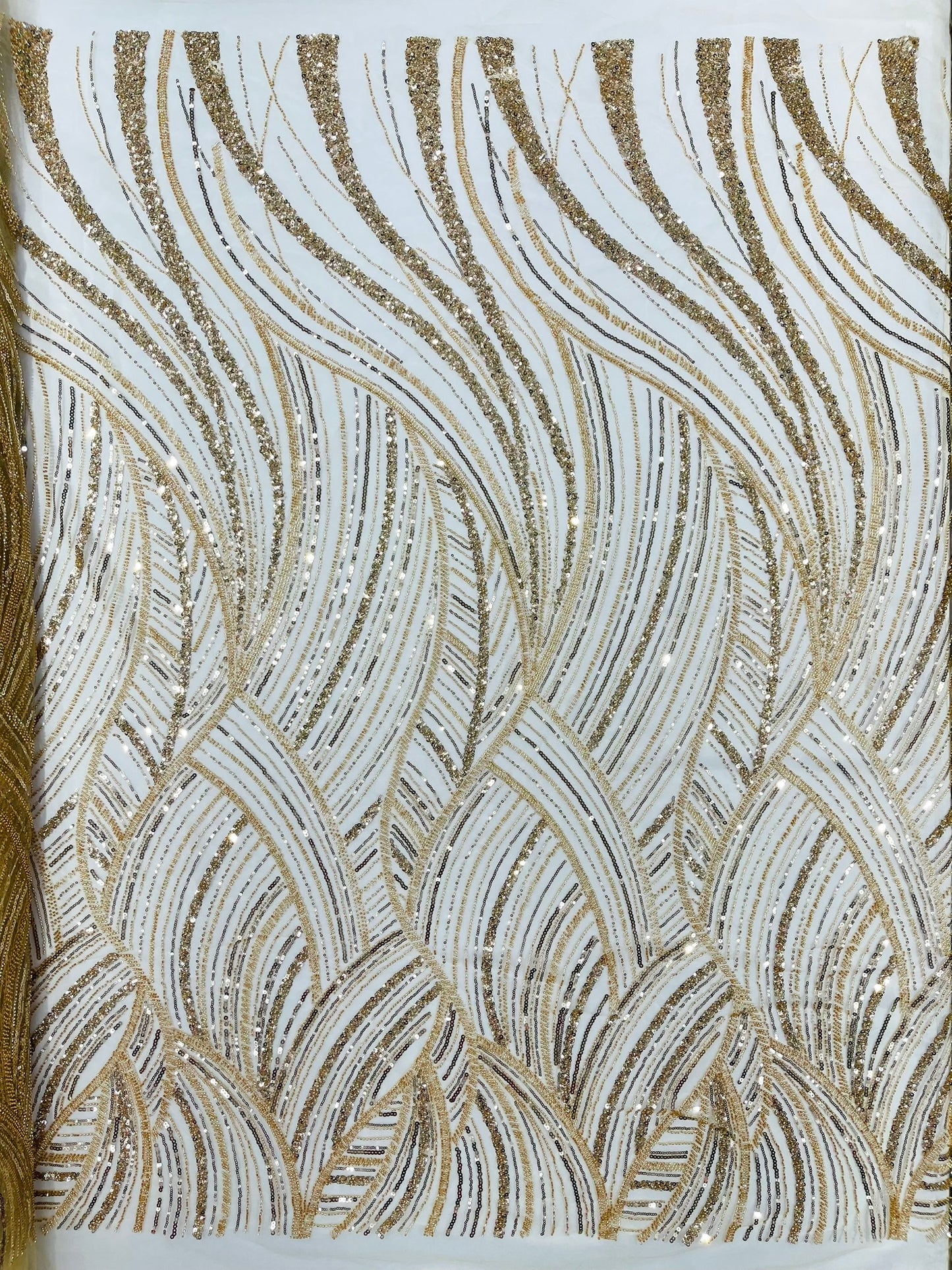 Luxury Feather Damask Beaded Lace Fabric| Prom| Wedding| By The Yard.
