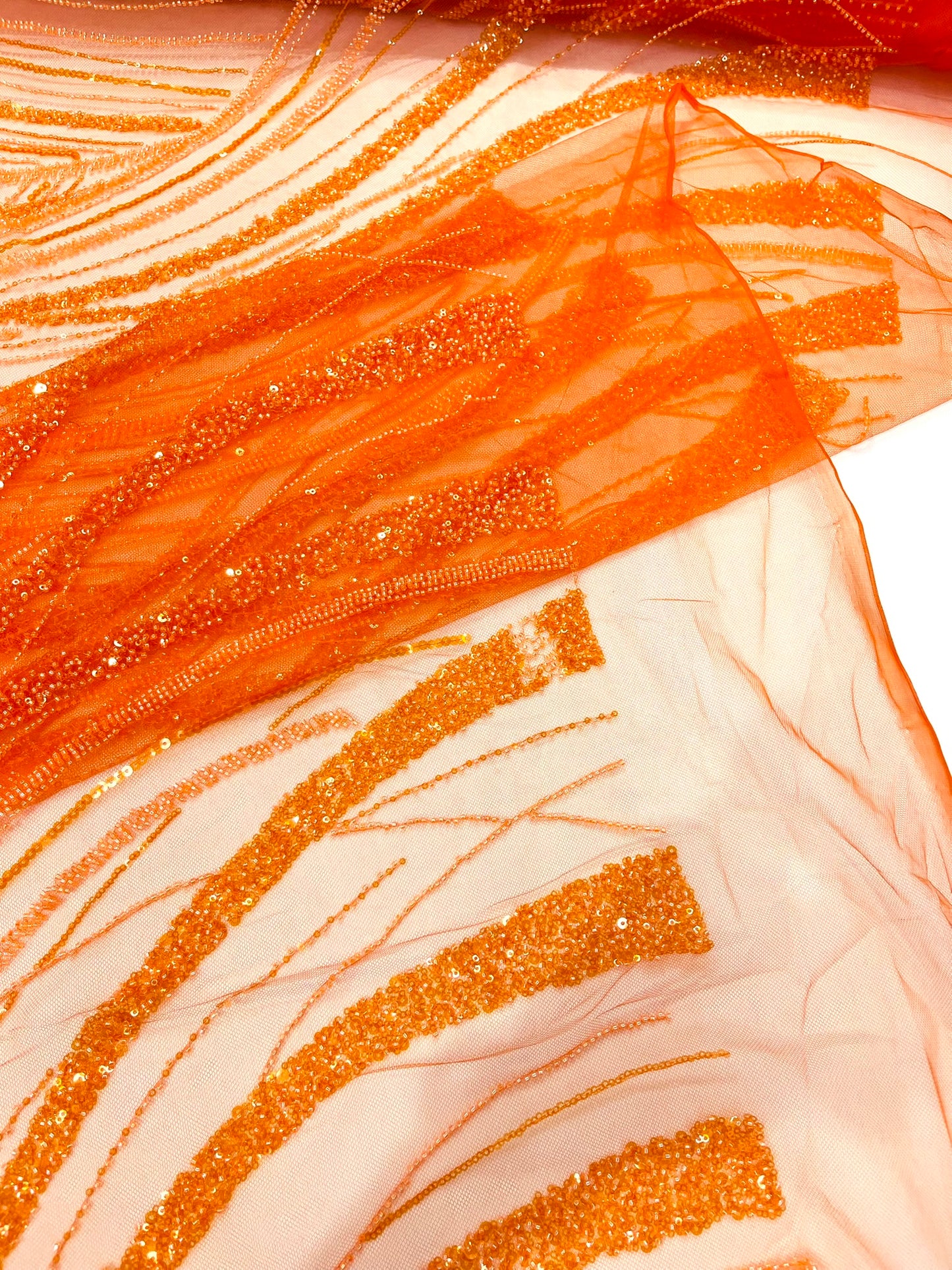 Luxury Feather Damask Beaded Lace Fabric| Prom| Wedding| By The Yard.
