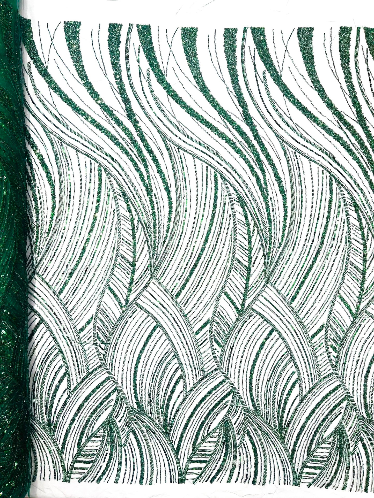 Luxury Feather Damask Beaded Lace Fabric| Prom| Wedding| By The Yard.