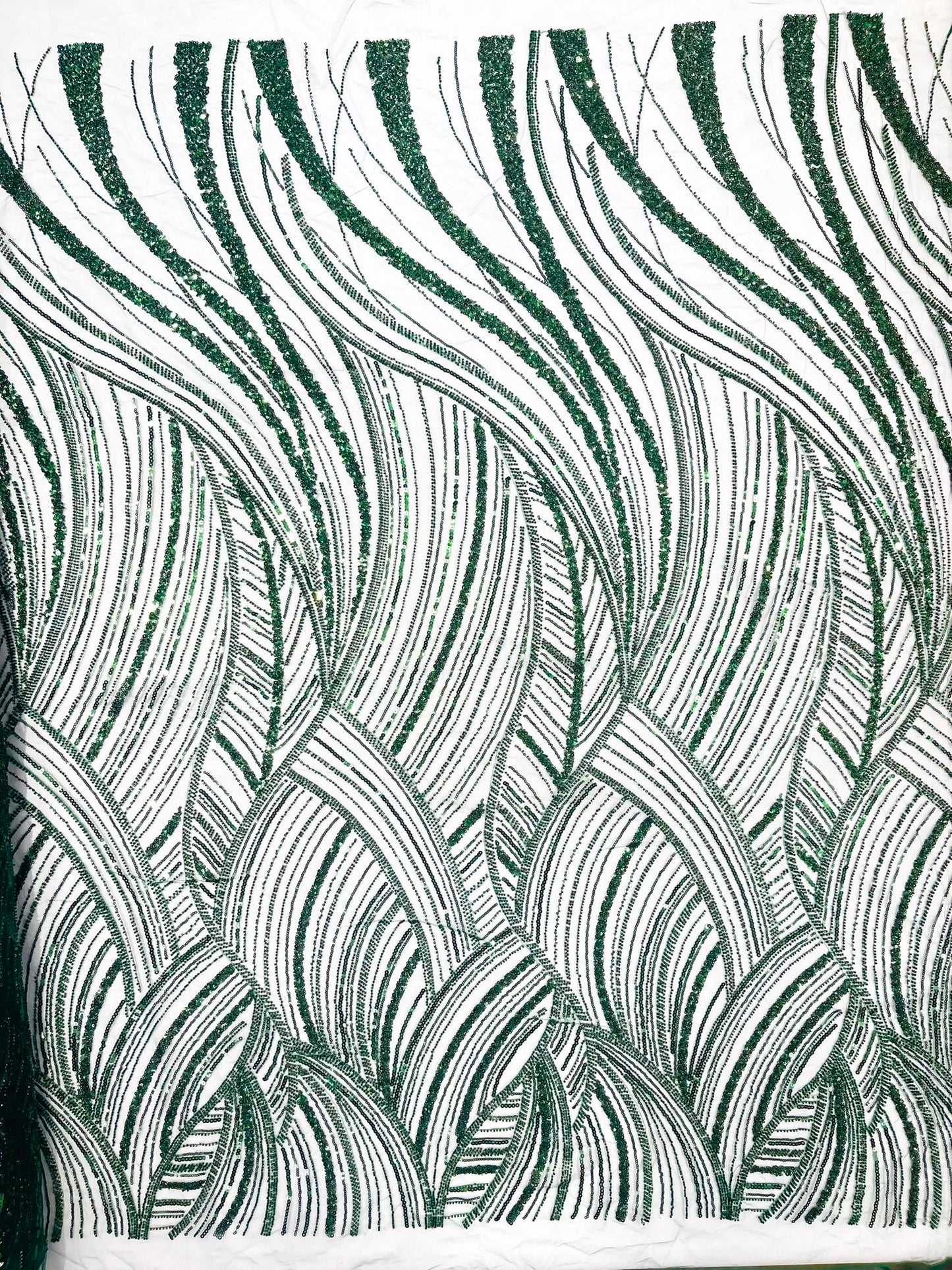 Luxury Feather Damask Beaded Lace Fabric| Prom| Wedding| By The Yard.