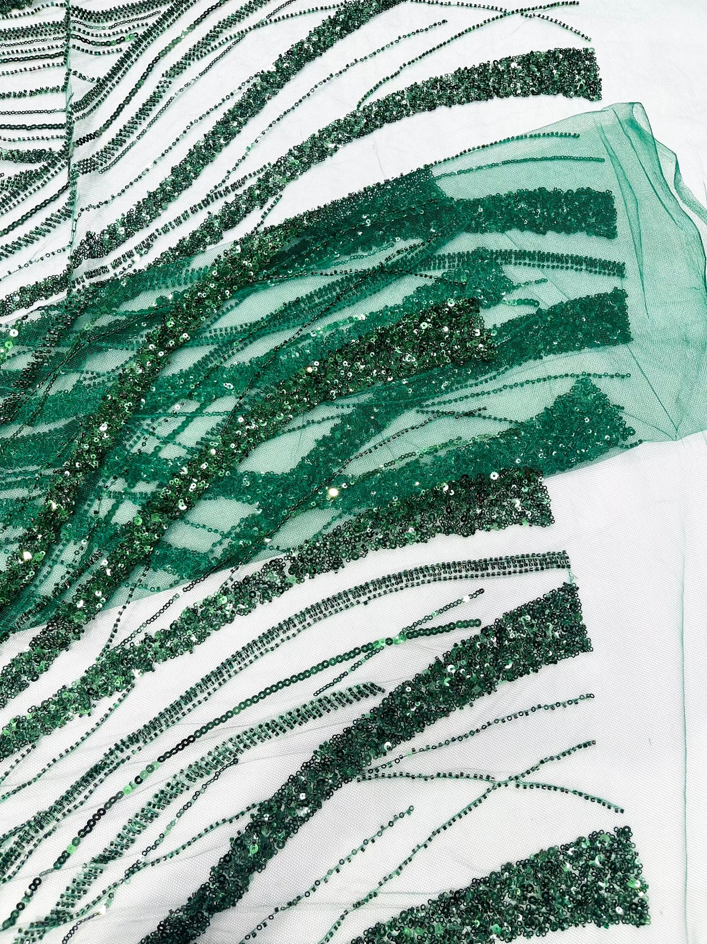 Luxury Feather Damask Beaded Lace Fabric| Prom| Wedding| By The Yard.