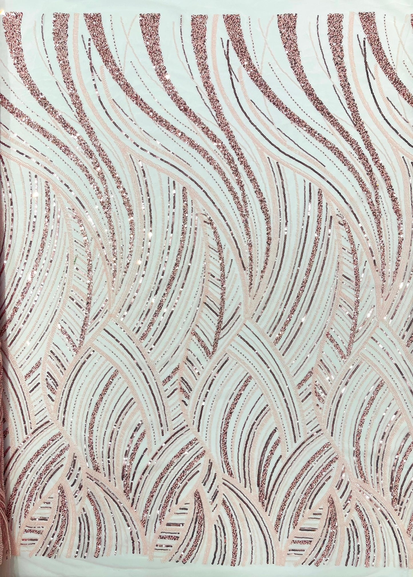 Luxury Feather Damask Beaded Lace Fabric| Prom| Wedding| By The Yard.