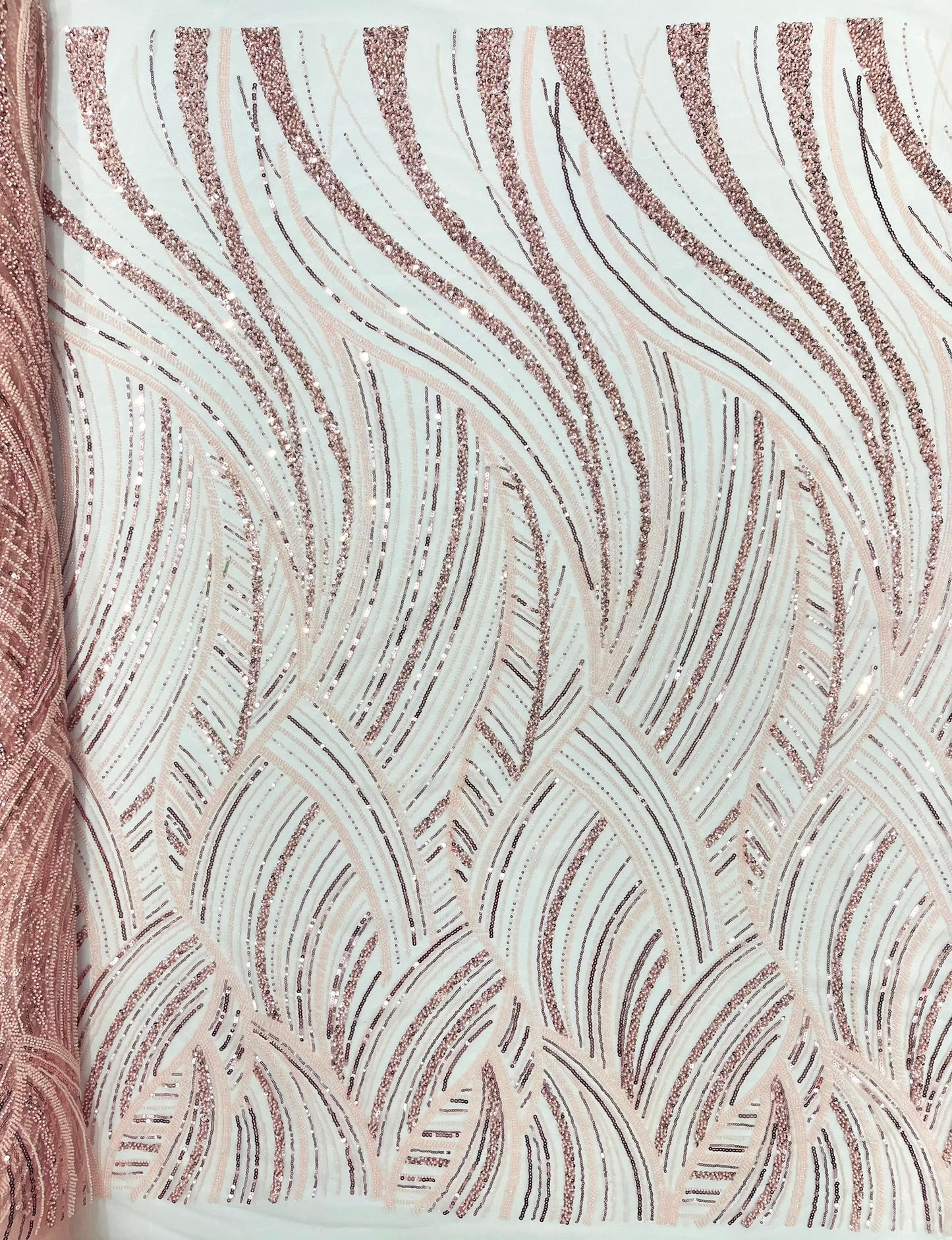 Luxury Feather Damask Beaded Lace Fabric| Prom| Wedding| By The Yard.