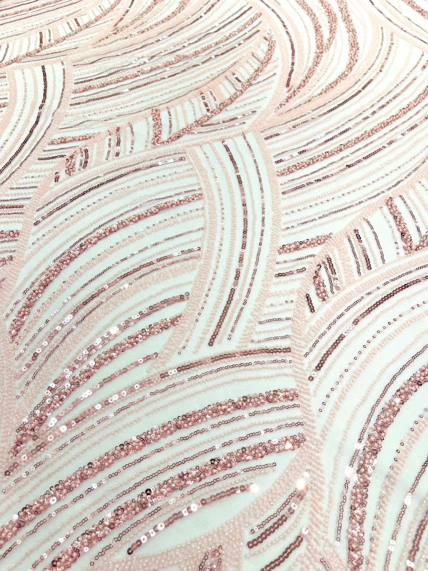 Luxury Feather Damask Beaded Lace Fabric| Prom| Wedding| By The Yard.
