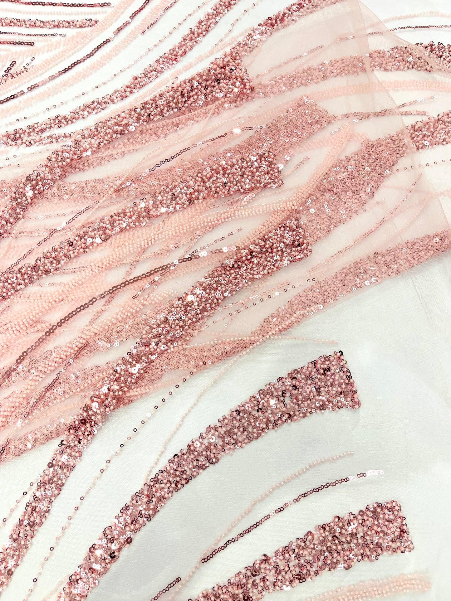 Luxury Feather Damask Beaded Lace Fabric| Prom| Wedding| By The Yard.