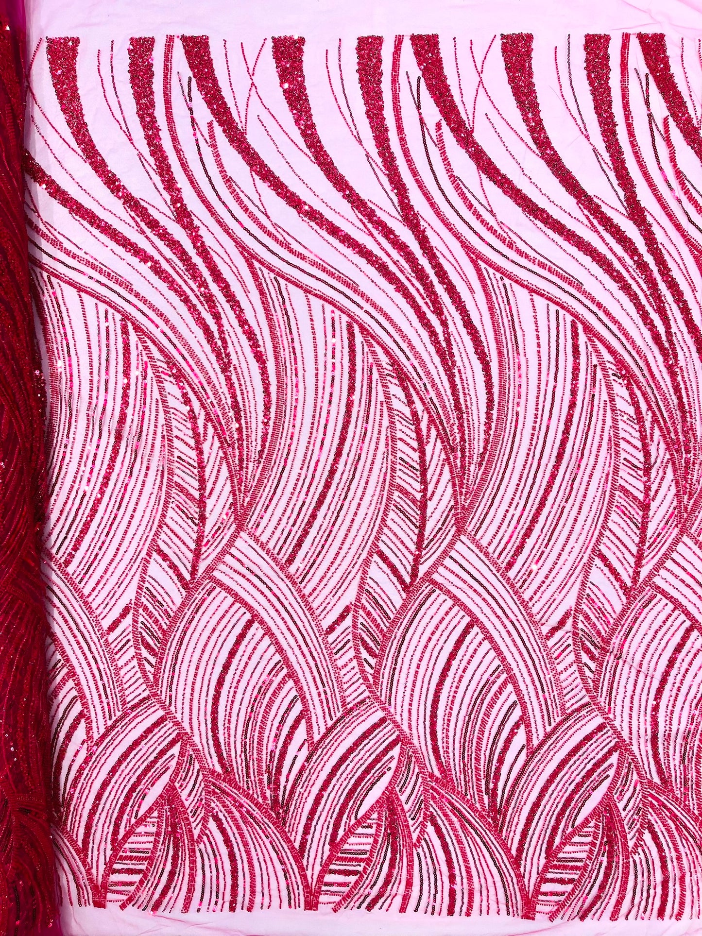 Luxury Feather Damask Beaded Lace Fabric| Prom| Wedding| By The Yard.