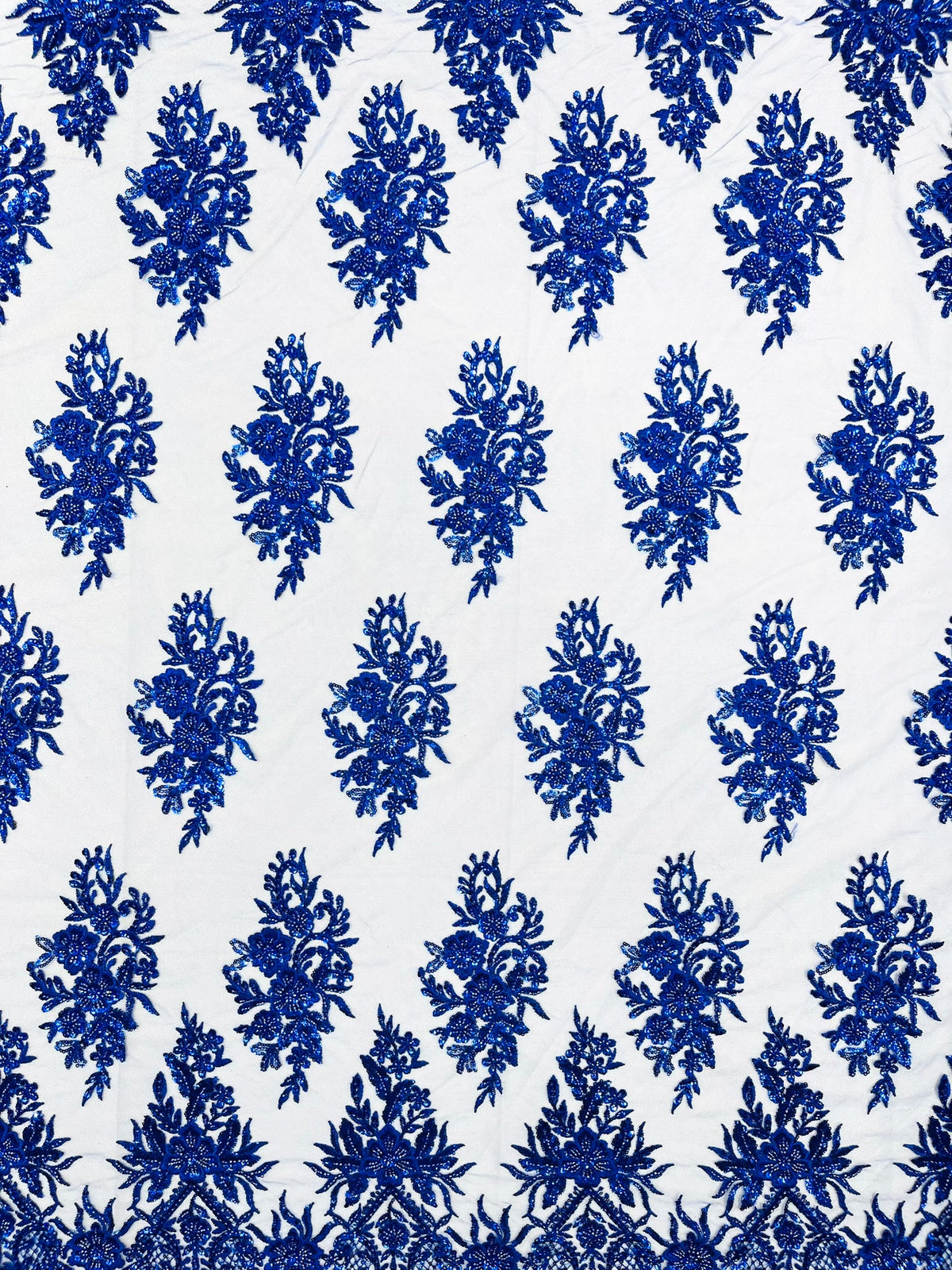 Queen Beaded  Damask Lace On Mesh| 54" Wide| Wedding Fabric| Prom.