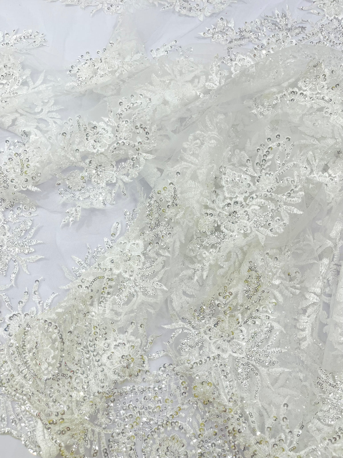 Queen Beaded  Damask Lace On Mesh| 54" Wide| Wedding Fabric| Prom.