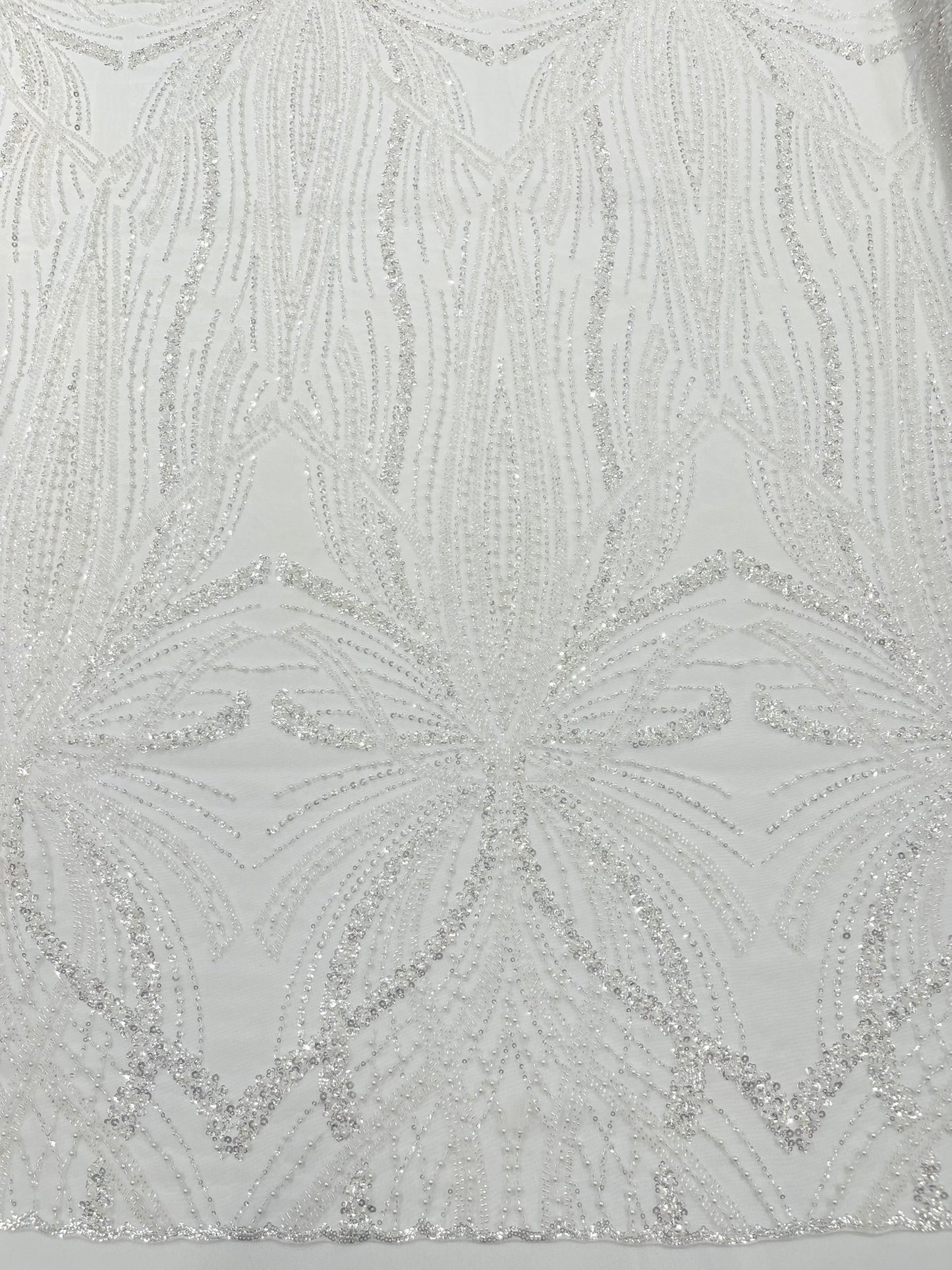 Beaded Lace Fabric, Heavy Embroidered Design on 58" Mesh for Dresses