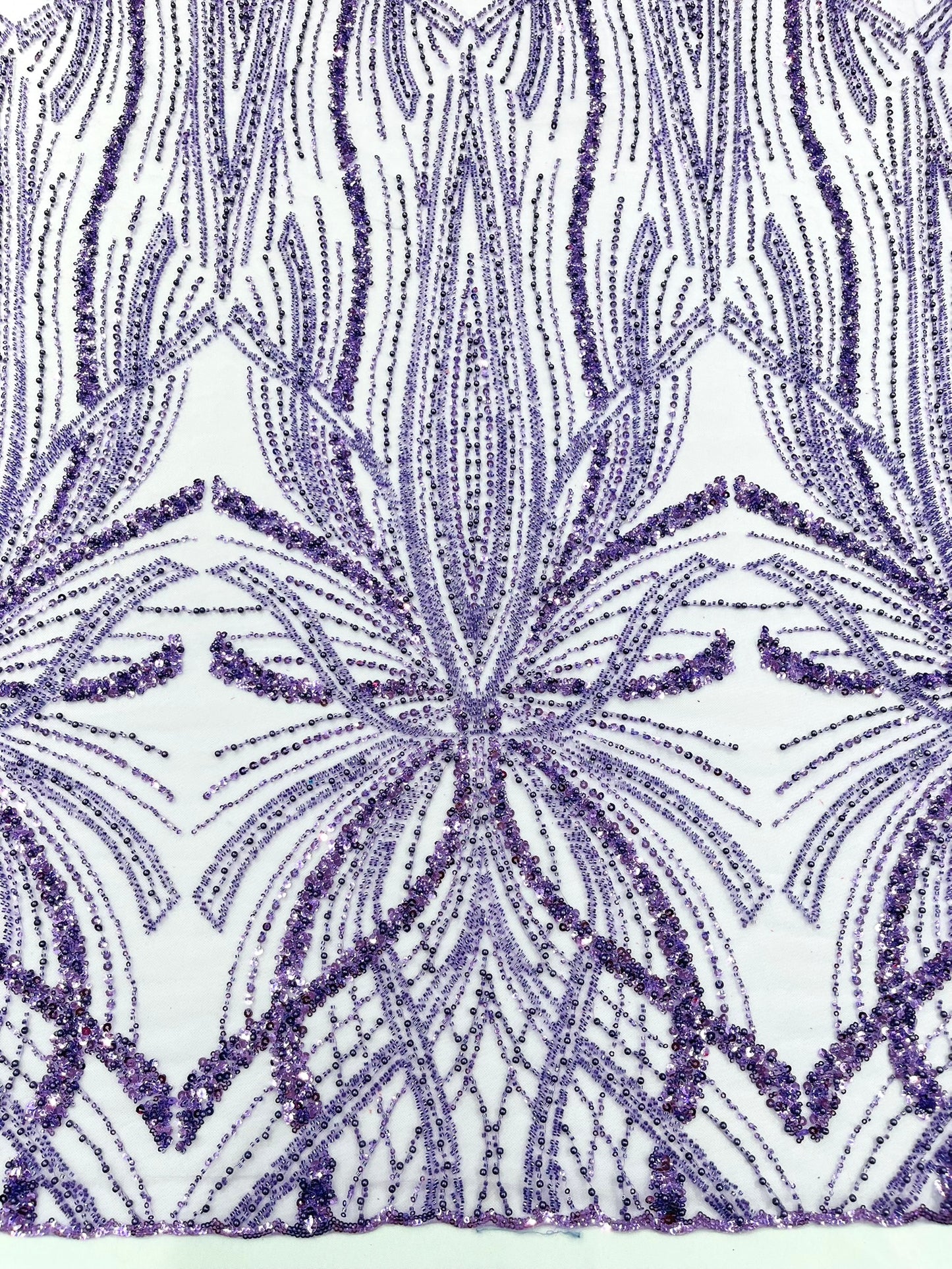 Beaded Lace Fabric, Heavy Embroidered Design on 58" Mesh for Dresses