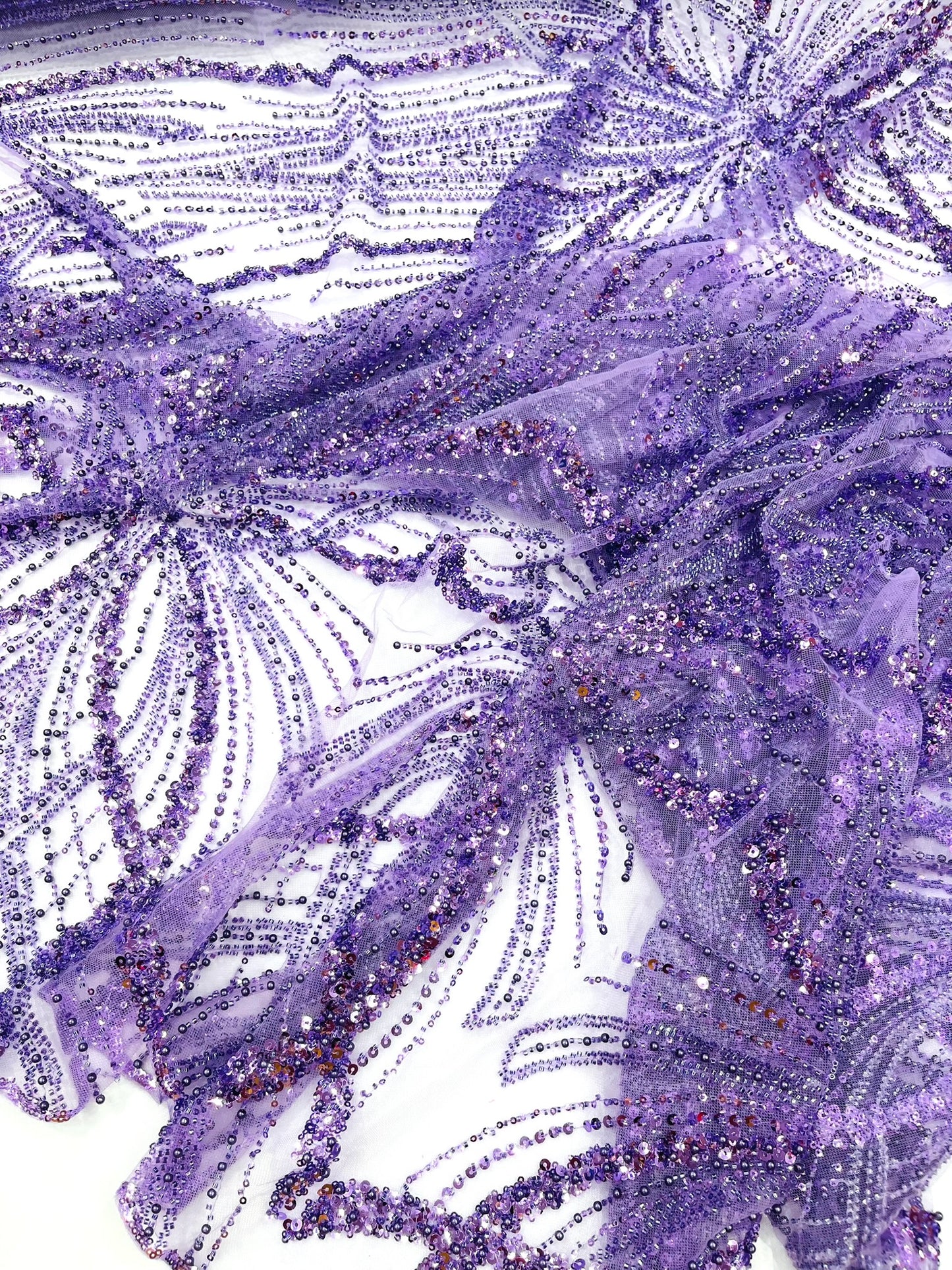 Beaded Lace Fabric, Heavy Embroidered Design on 58" Mesh for Dresses