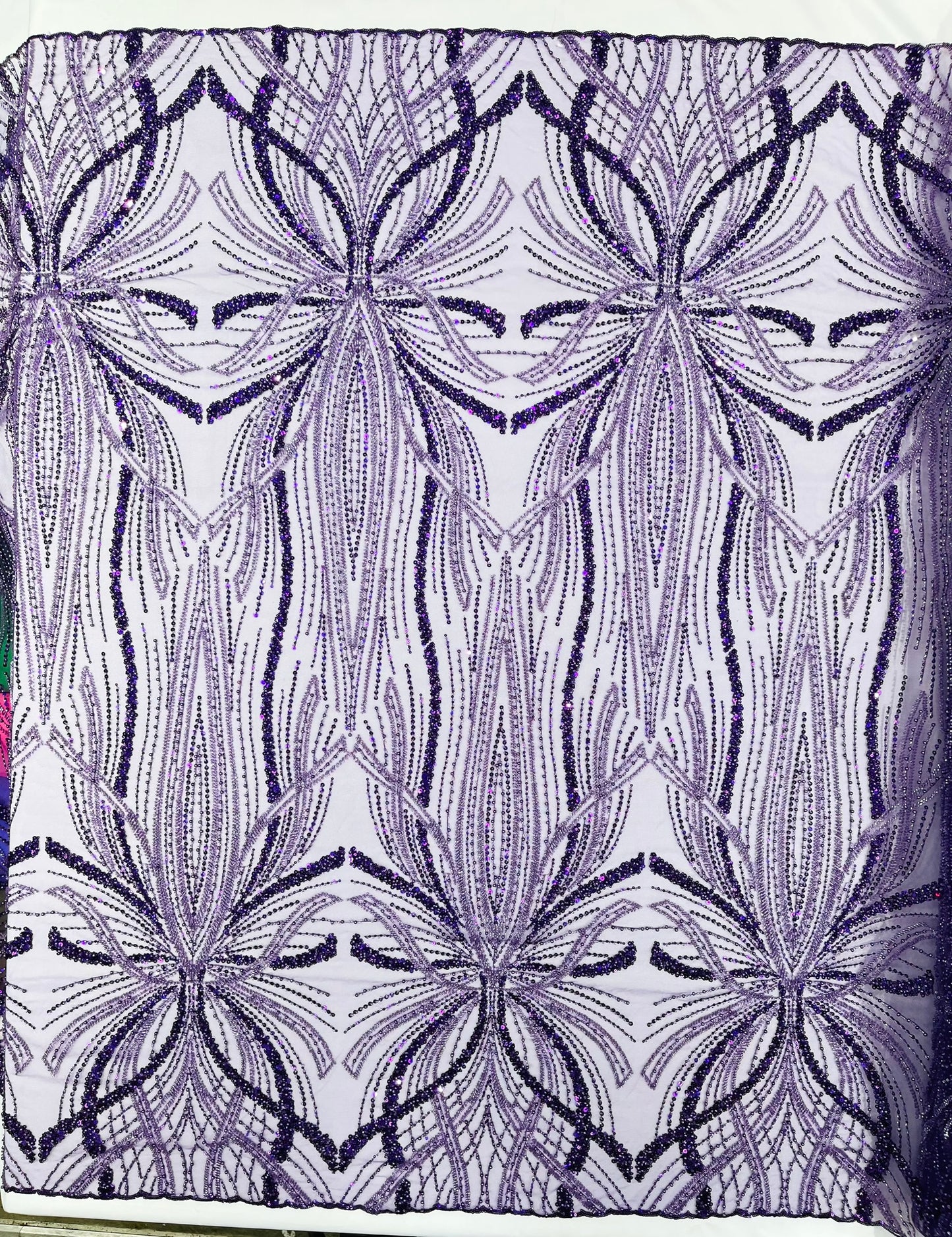 Beaded Lace Fabric, Heavy Embroidered Design on 58" Mesh for Dresses