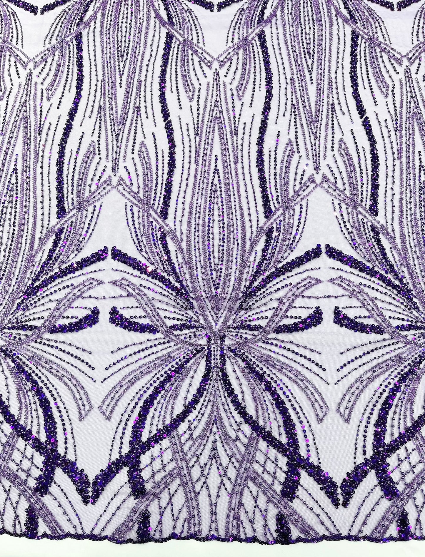 Beaded Lace Fabric, Heavy Embroidered Design on 58" Mesh for Dresses