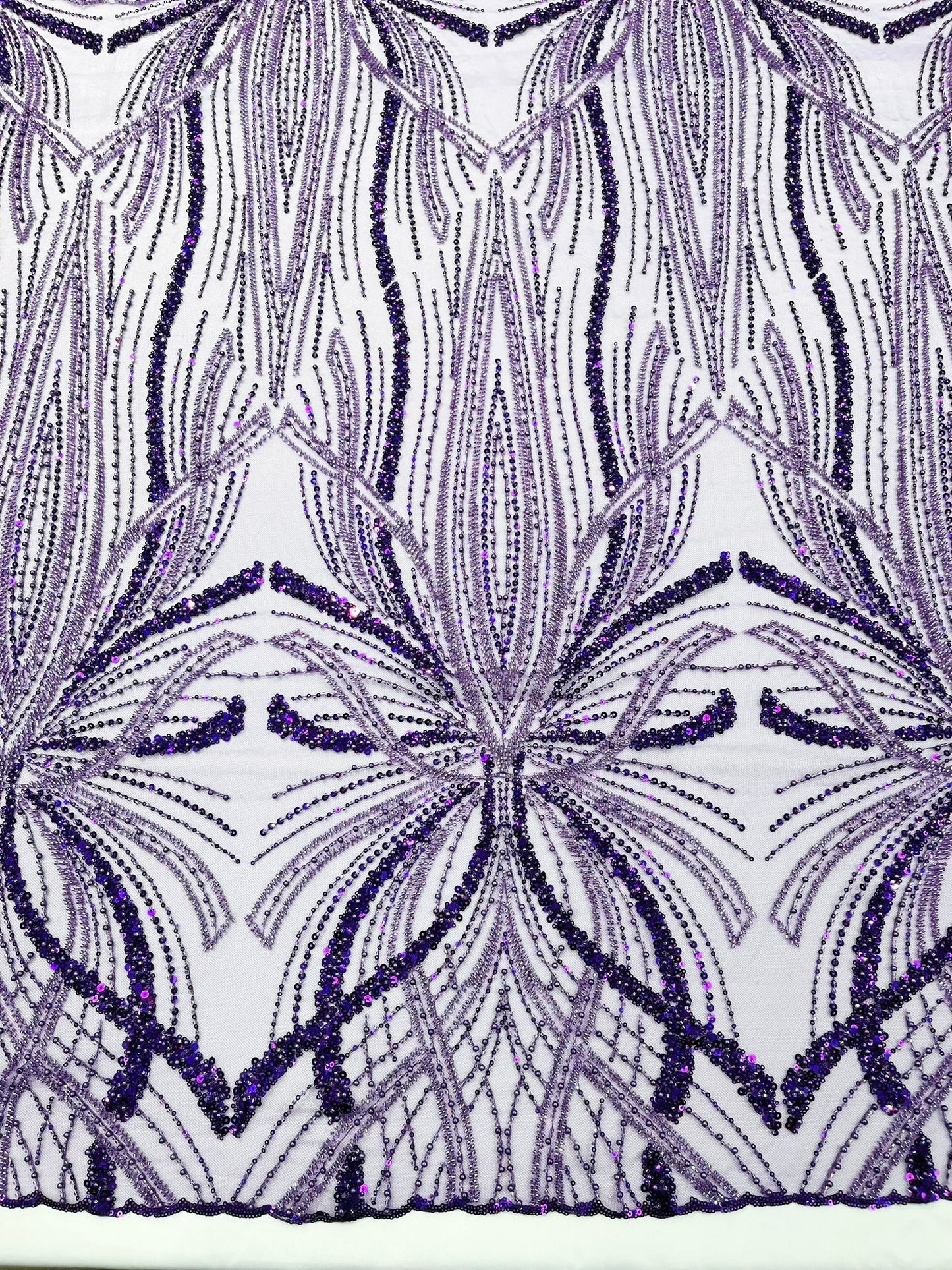 Beaded Lace Fabric, Heavy Embroidered Design on 58" Mesh for Dresses