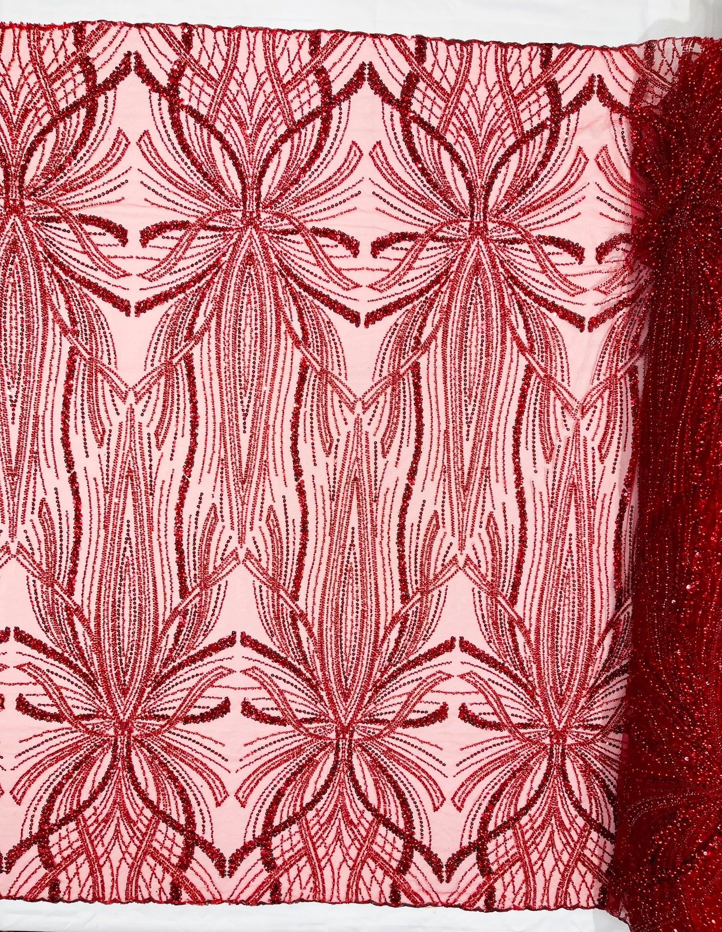 Beaded Lace Fabric, Heavy Embroidered Design on 58" Mesh for Dresses