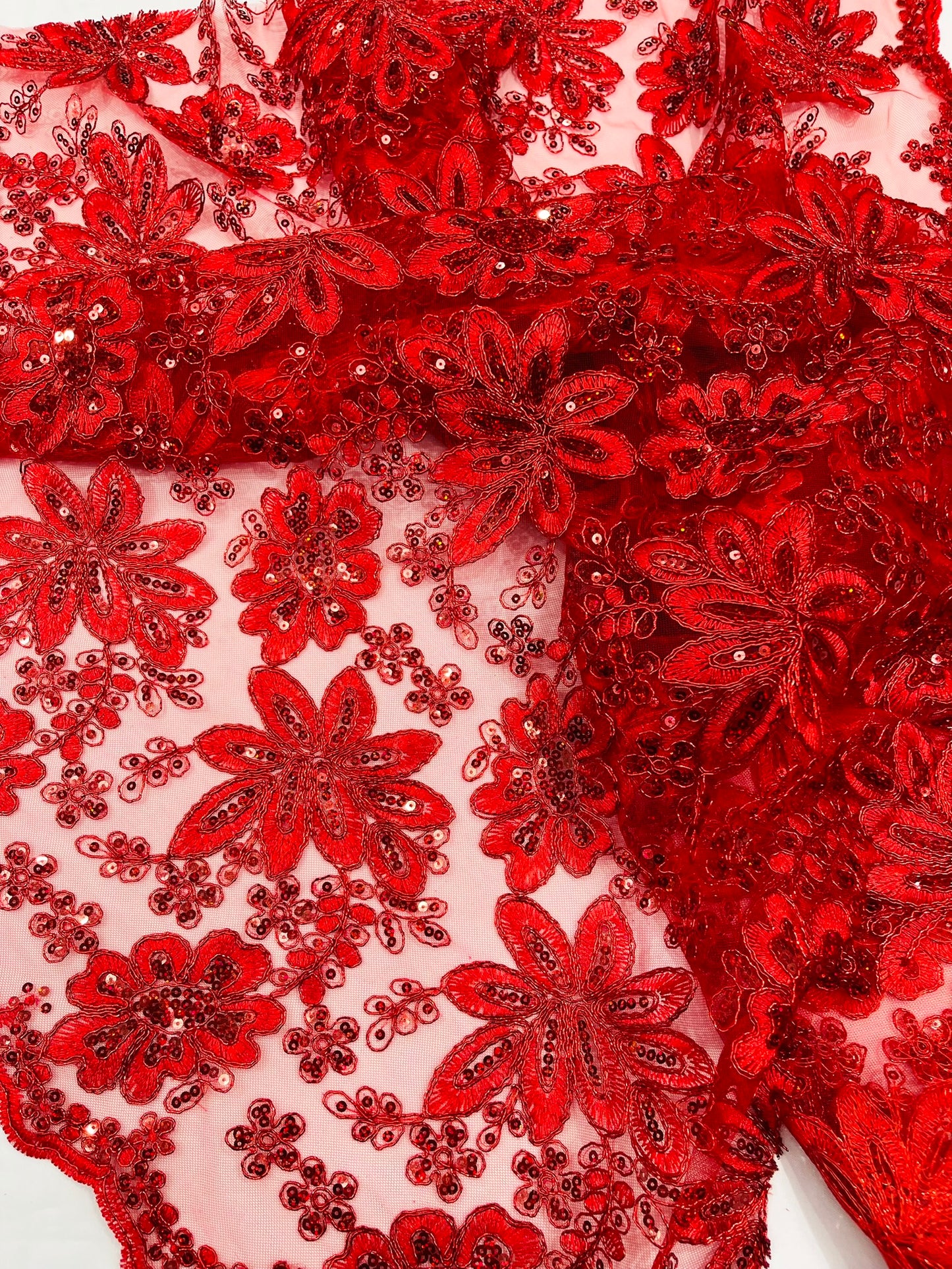 Metallic floral lace design embroidered 54" Wide | New Creations Fabric & Foam Inc.