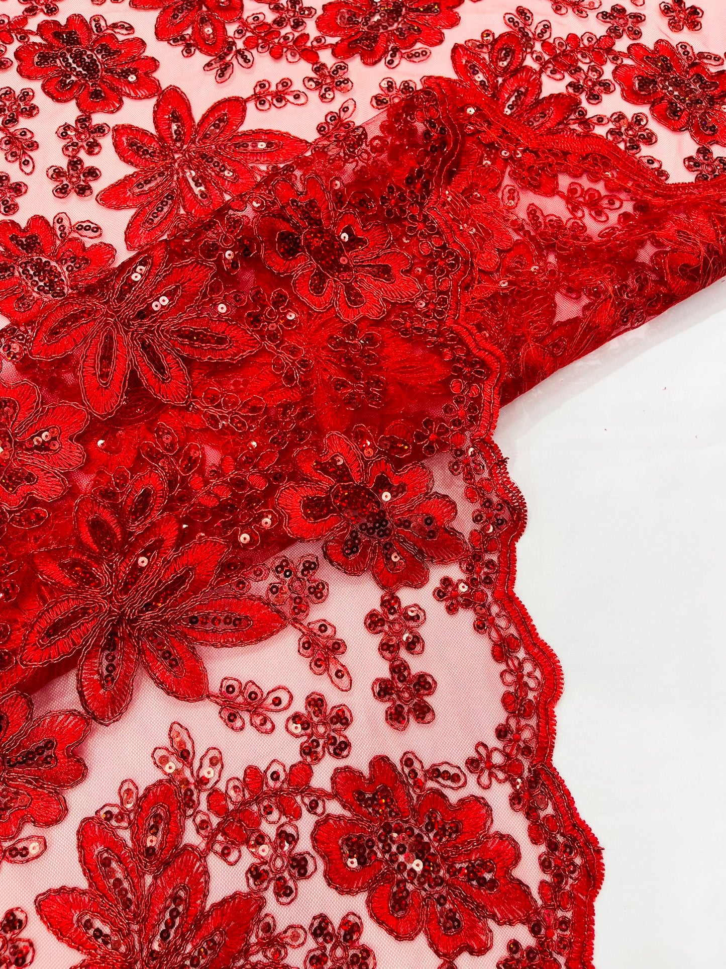 Metallic floral lace design embroidered 54" Wide | New Creations Fabric & Foam Inc.