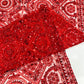 Beaded Lace Fabric, Heavy Embroidered Geometric Design on 58" Mesh
