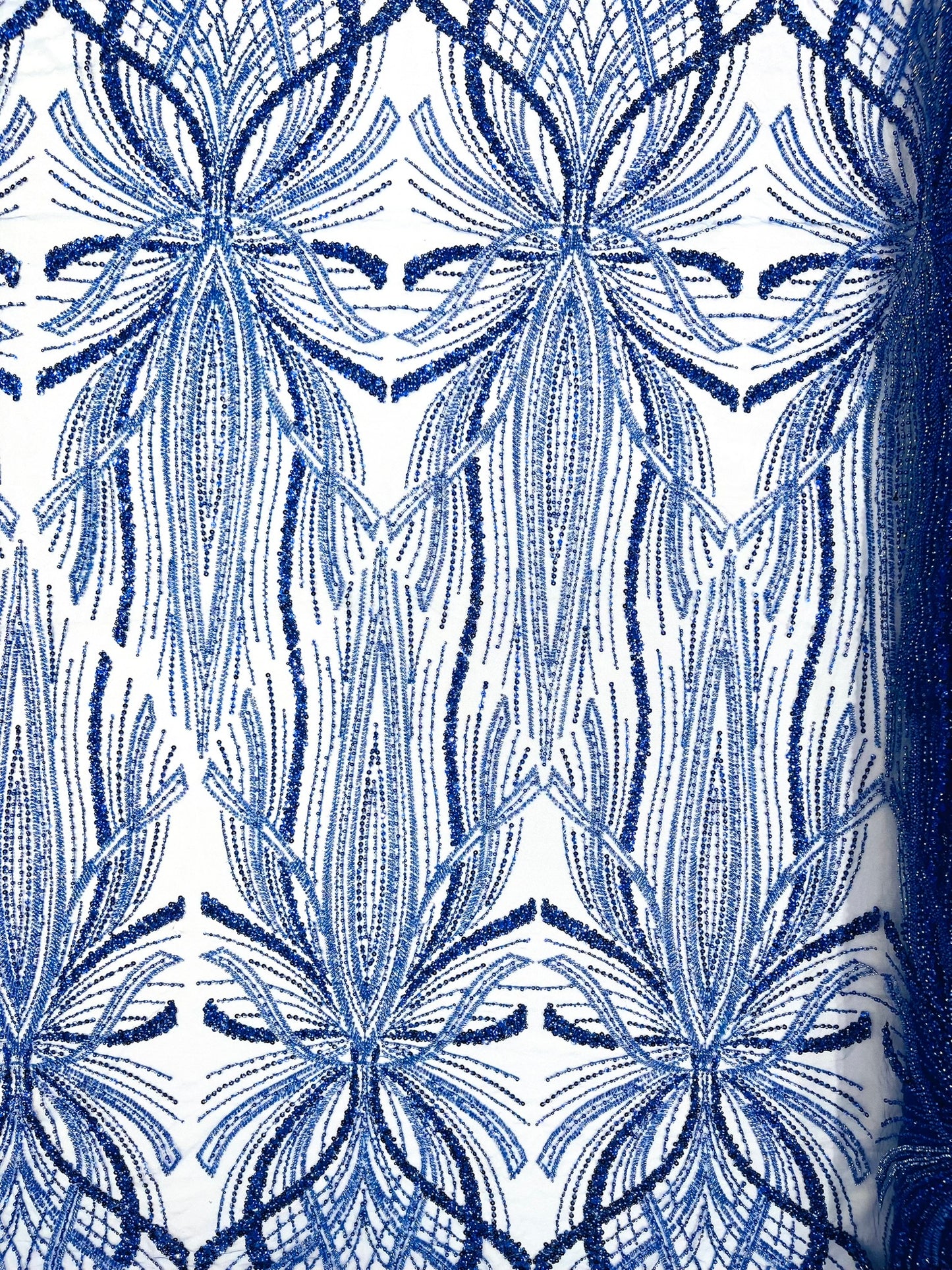 Beaded Lace Fabric, Heavy Embroidered Design on 58" Mesh for Dresses