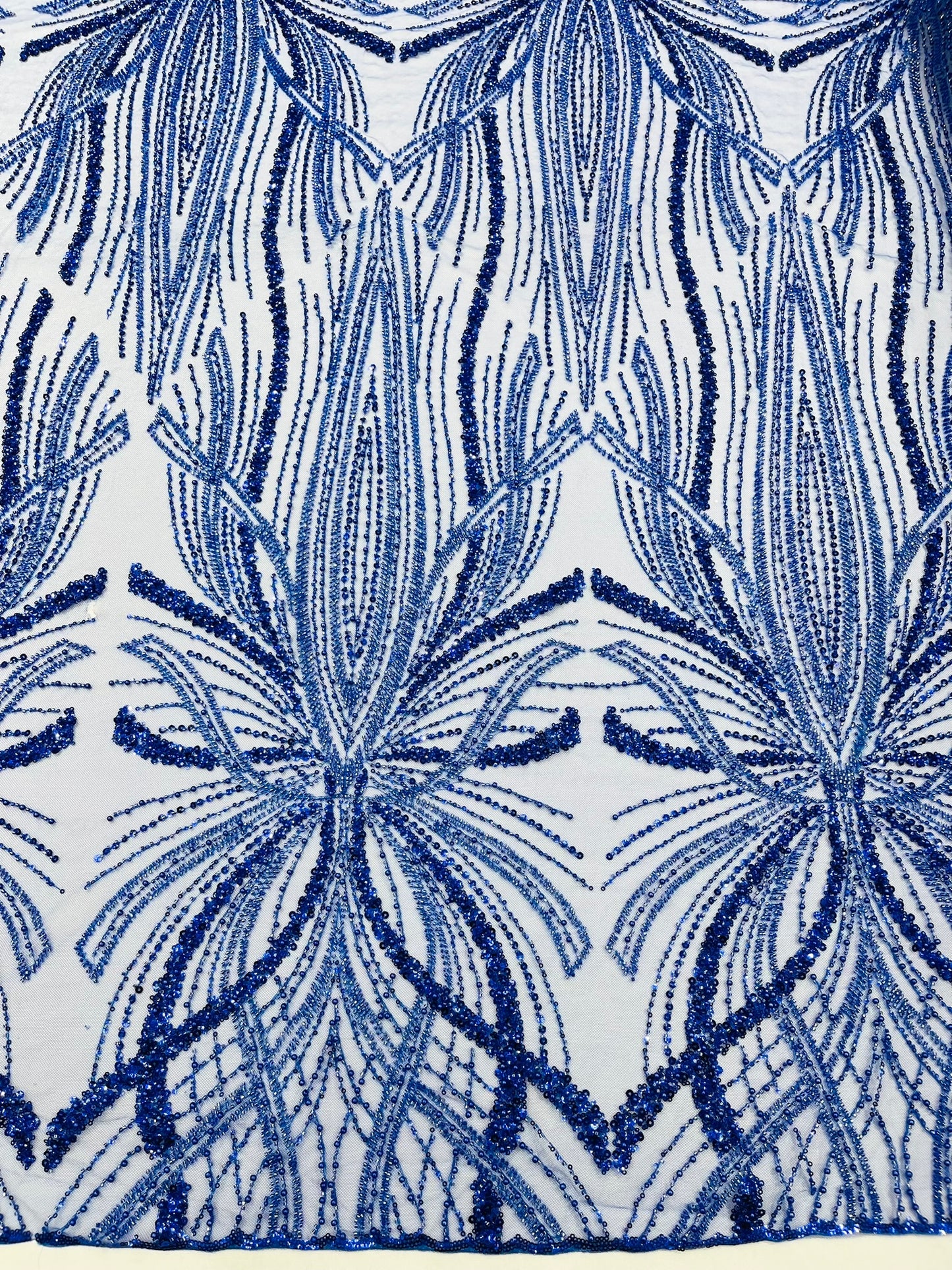 Beaded Lace Fabric, Heavy Embroidered Design on 58" Mesh for Dresses